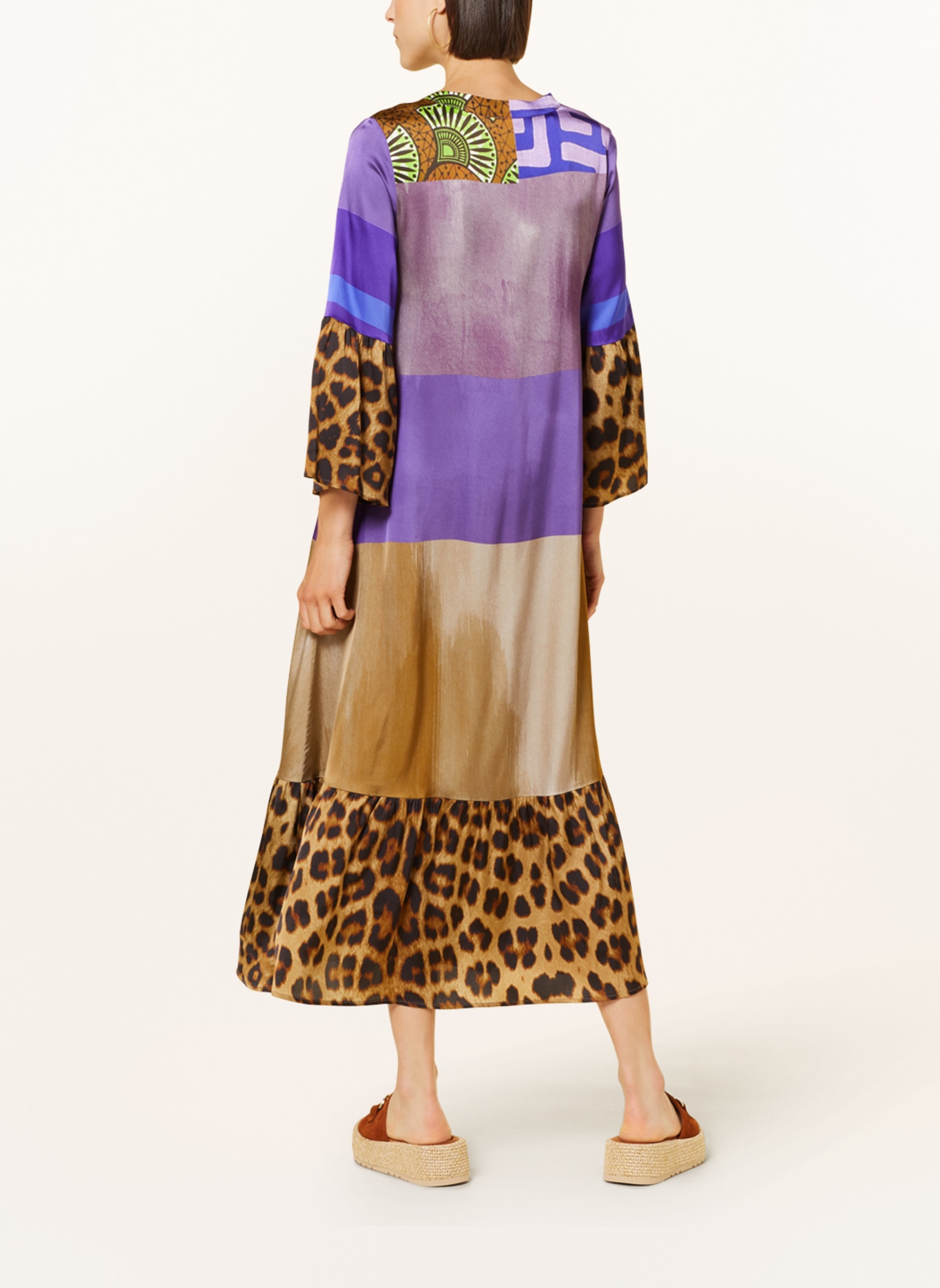 Grace Satin dress, Color: PURPLE/ LIGHT BROWN/ BLACK (Image 3)
