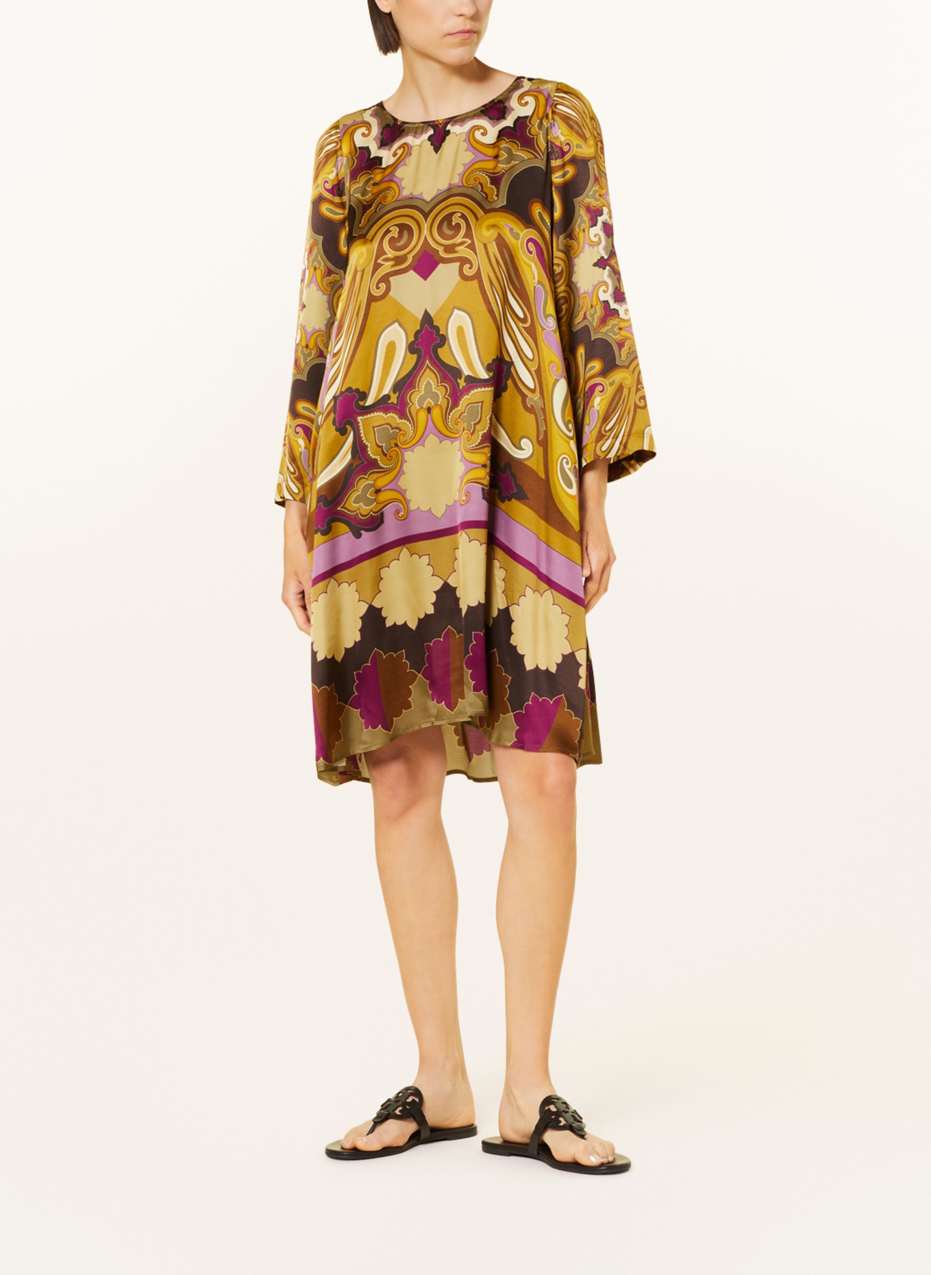 Grace Satin dress, Color: COGNAC/ PURPLE/ BROWN (Image 2)