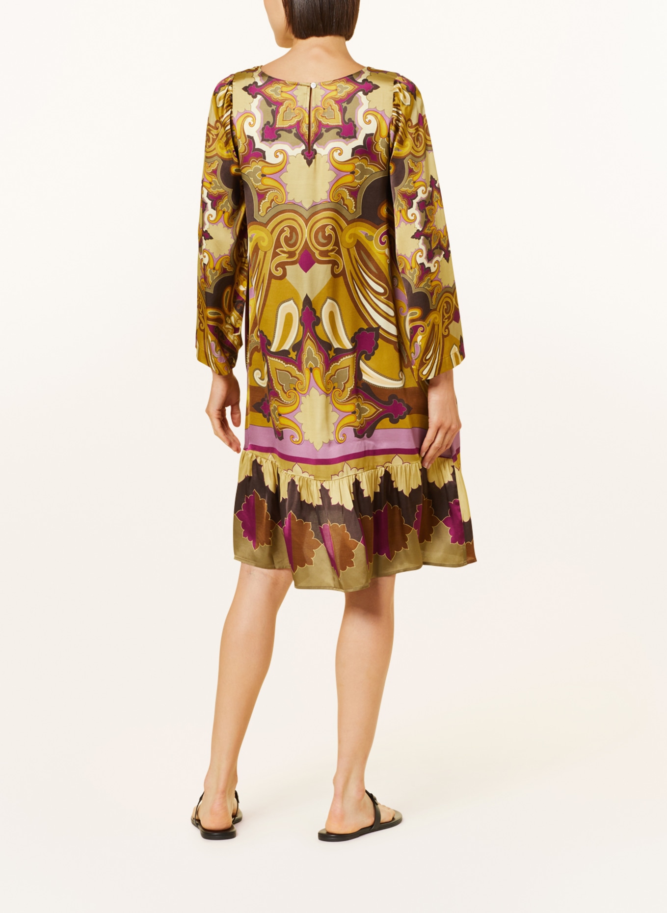Grace Satin dress, Color: COGNAC/ PURPLE/ BROWN (Image 3)