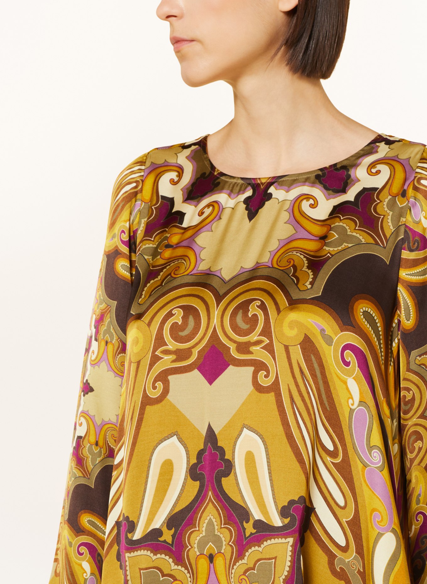 Grace Satin dress, Color: COGNAC/ PURPLE/ BROWN (Image 4)