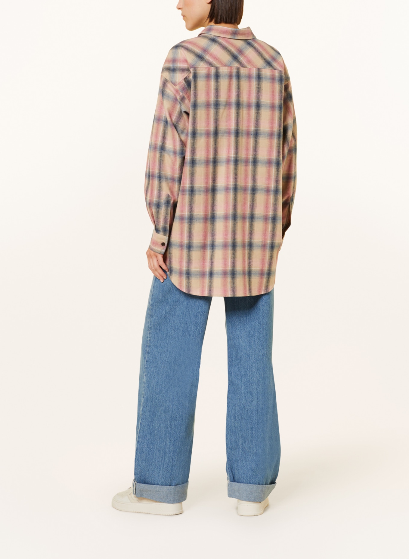 CLOSED Shirt blouse with linen, Color: BEIGE/ ROSE/ DARK BLUE (Image 3)