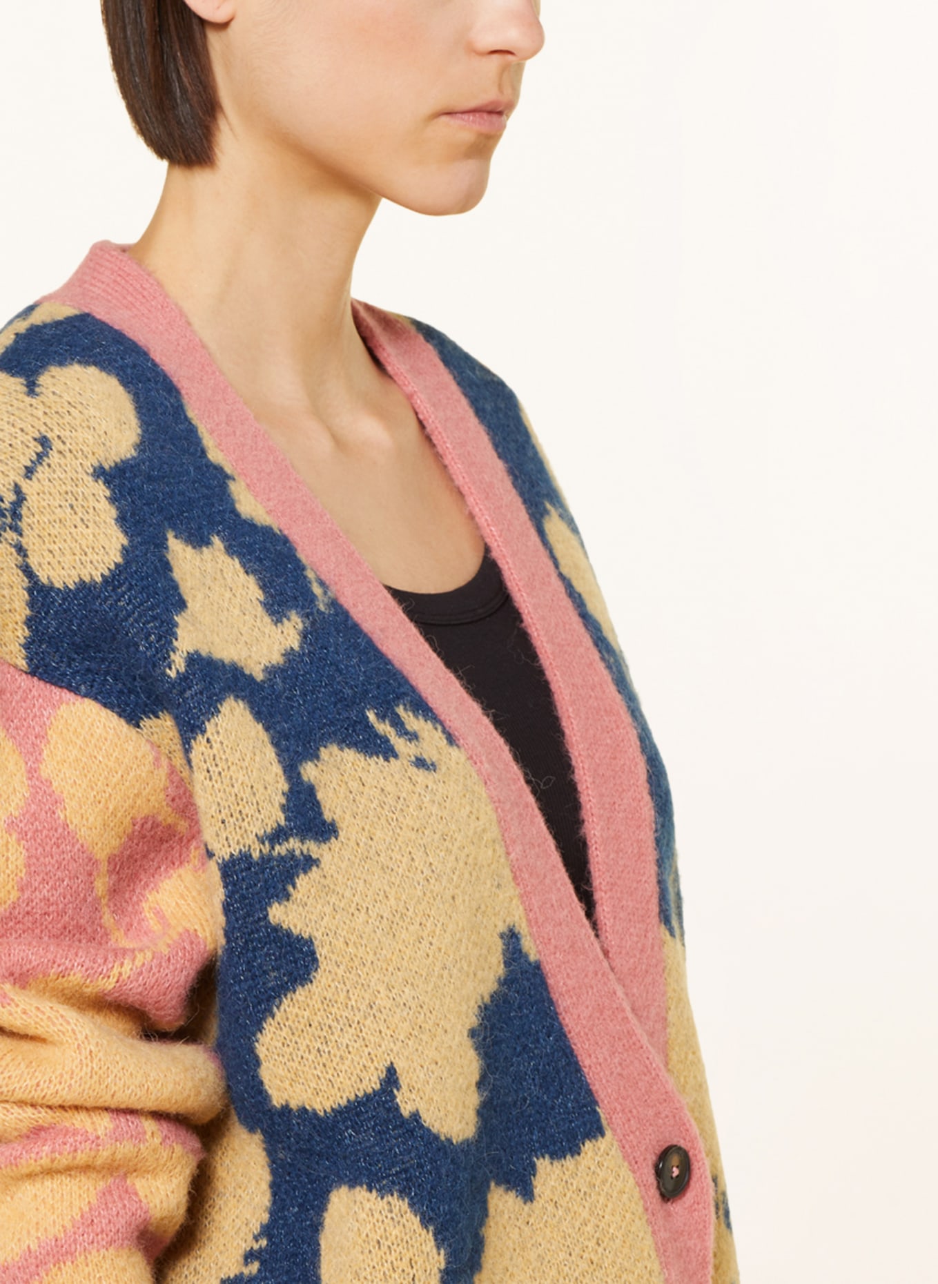 CLOSED Oversized cardigan with alpaca, Color: YELLOW/ BLUE/ SALMON (Image 4)