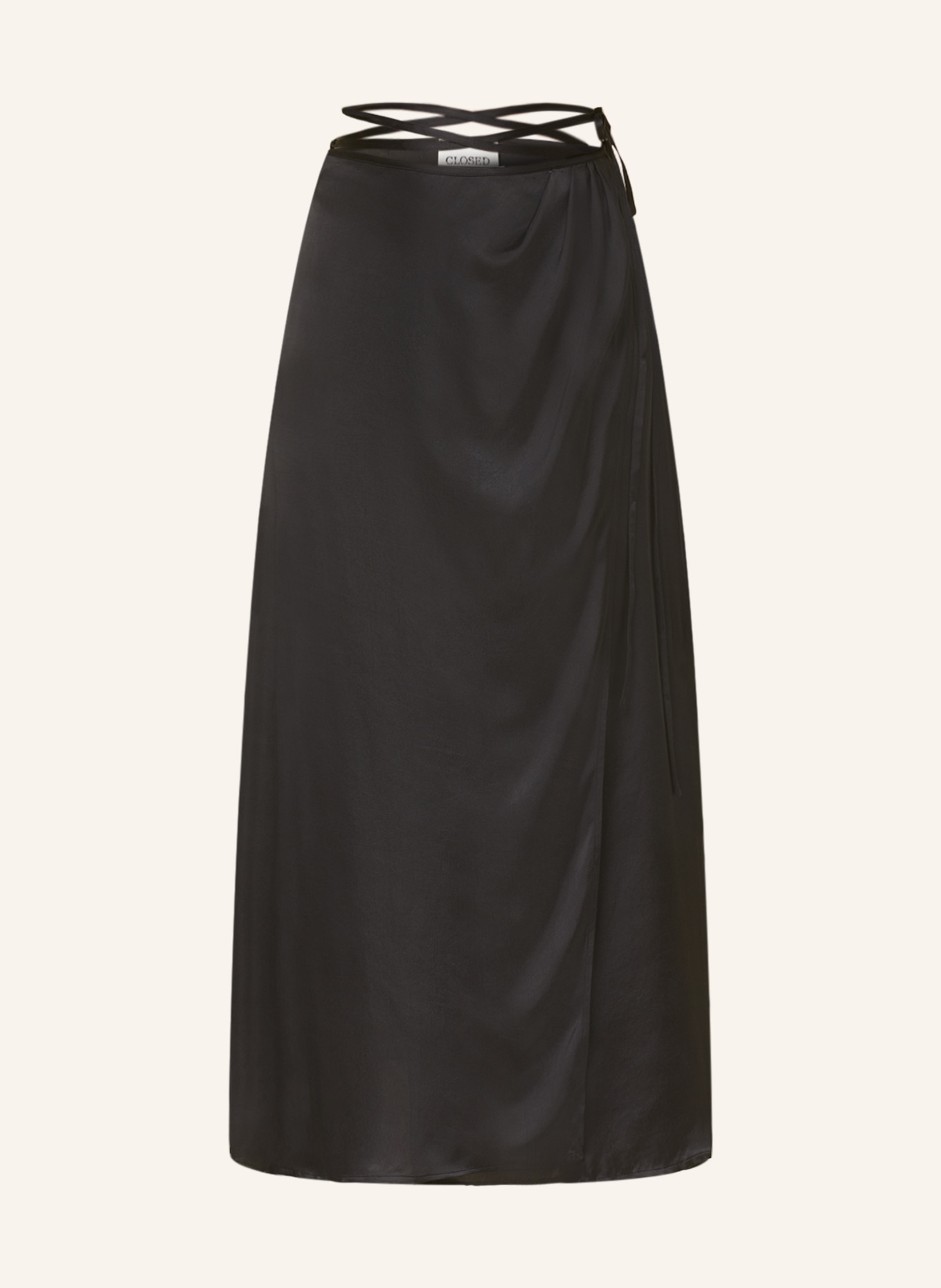CLOSED Wrap skirt made of satin, Color: BLACK (Image 1)