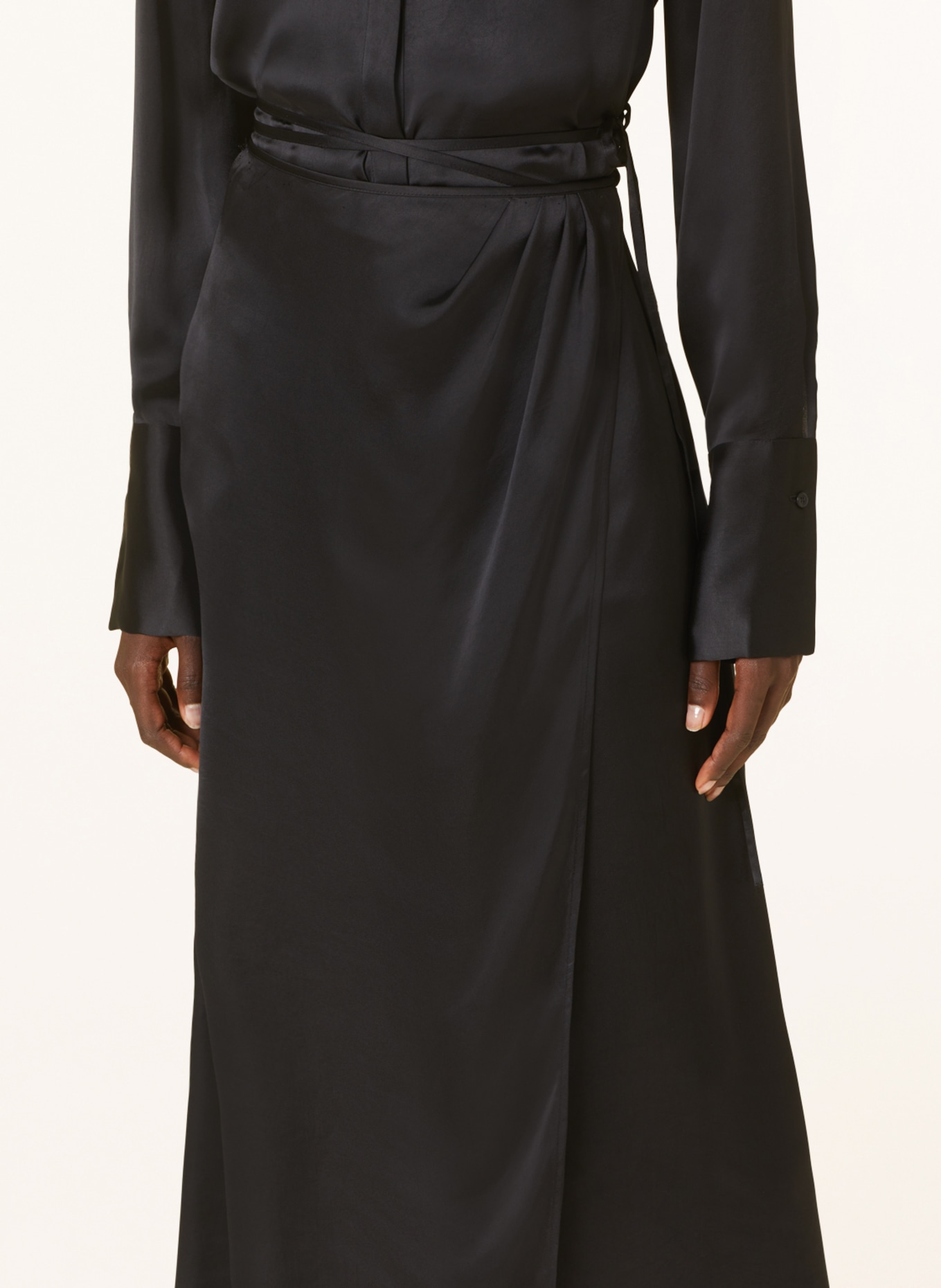 CLOSED Wrap skirt made of satin, Color: BLACK (Image 4)