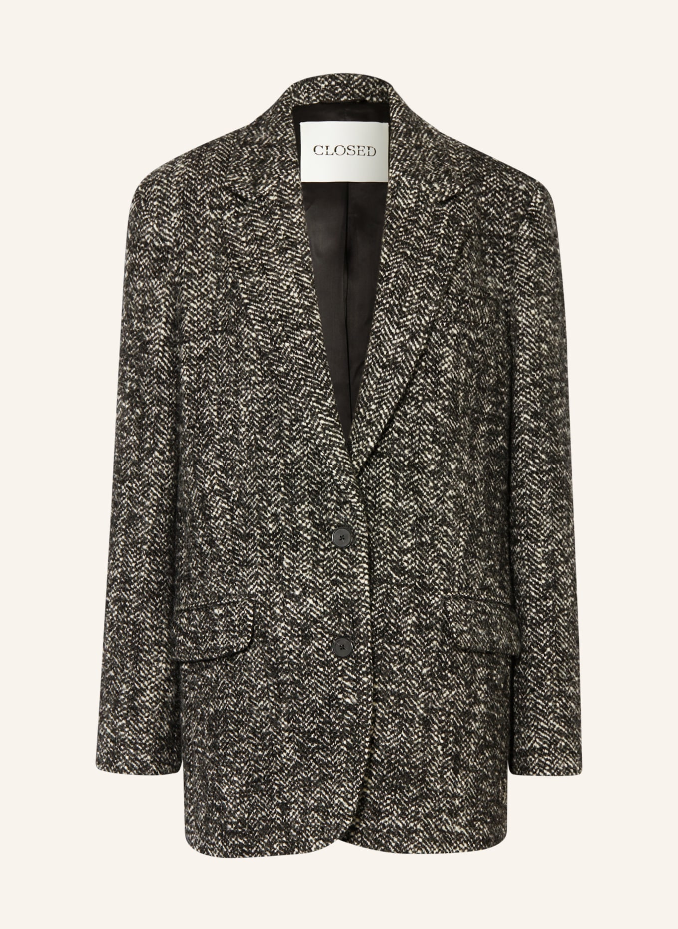 CLOSED Oversized-Blazer aus Tweed, Farbe: SCHWARZ/ WEISS (Bild 1)