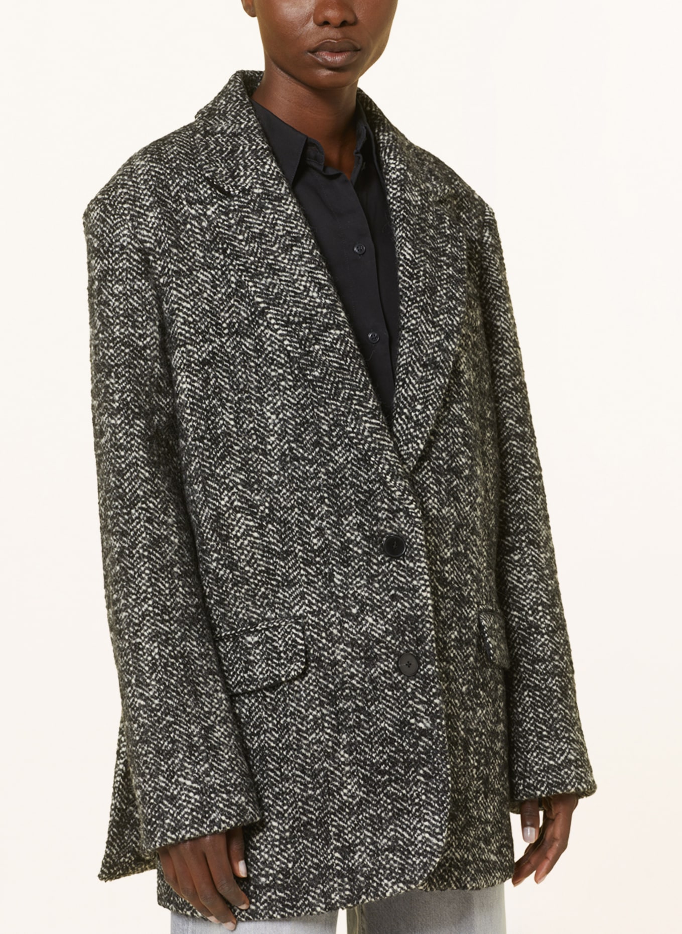CLOSED Oversized tweed blazer, Color: BLACK/ WHITE (Image 4)
