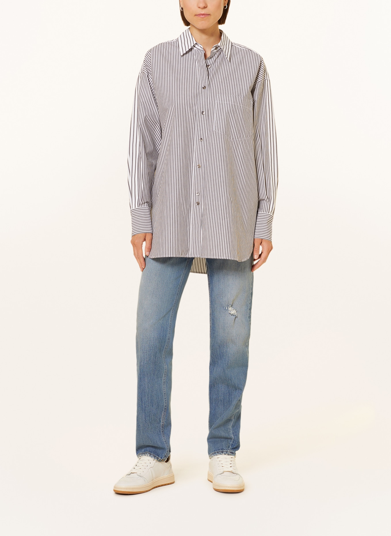 CLOSED Shirt blouse, Color: WHITE/ DARK GRAY (Image 2)
