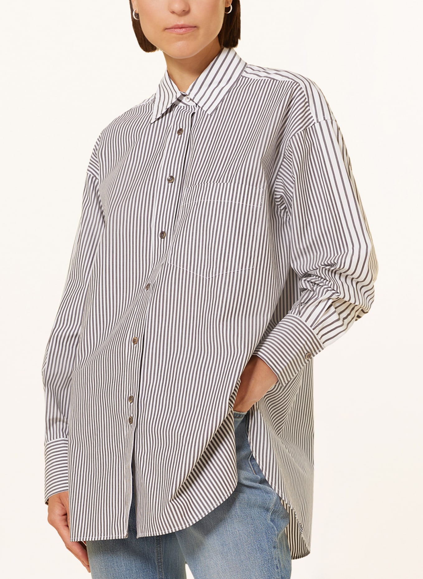 CLOSED Shirt blouse, Color: WHITE/ DARK GRAY (Image 4)