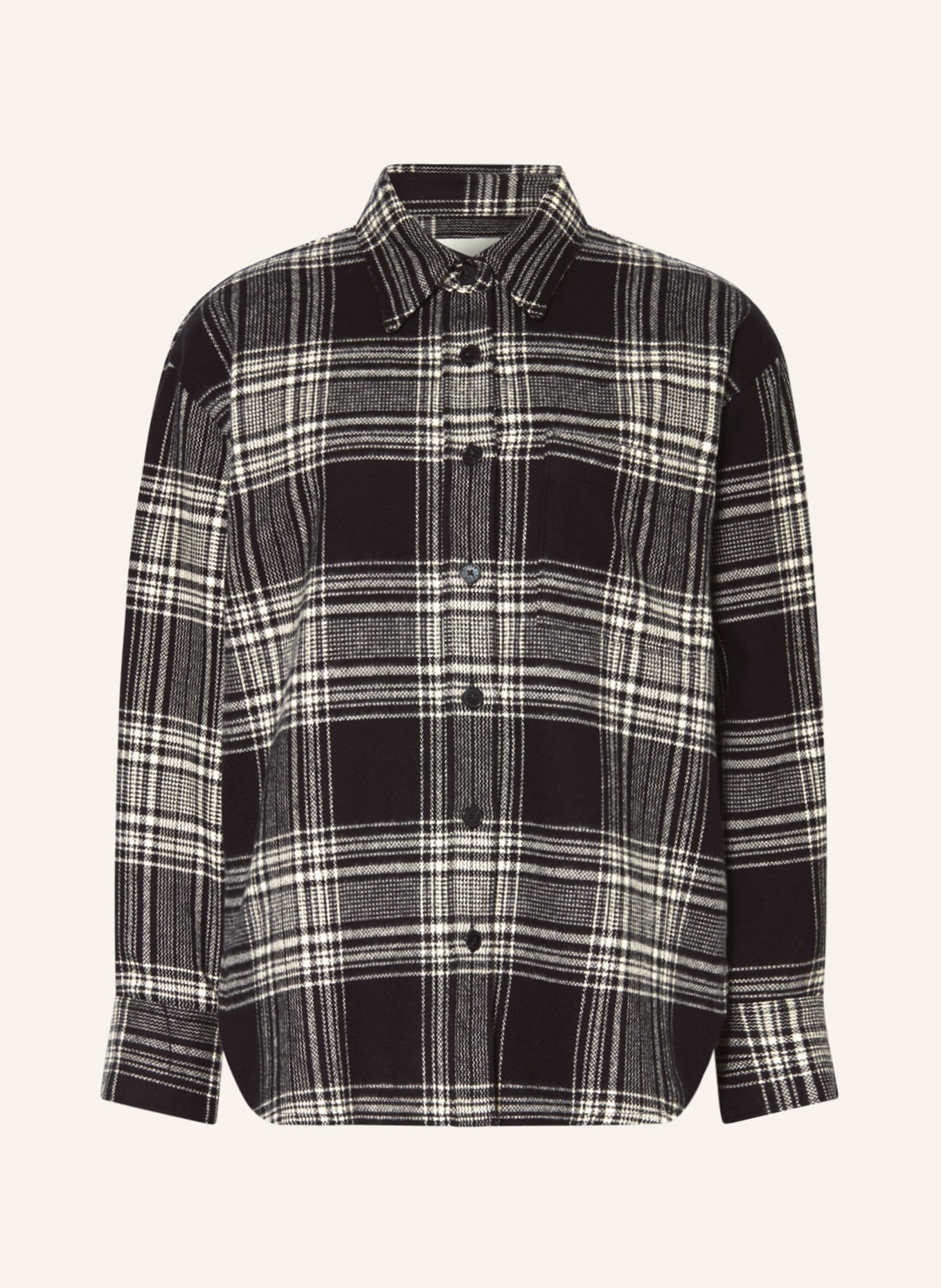 CLOSED Flannel overshirt, Color: BLACK/ WHITE (Image 1)
