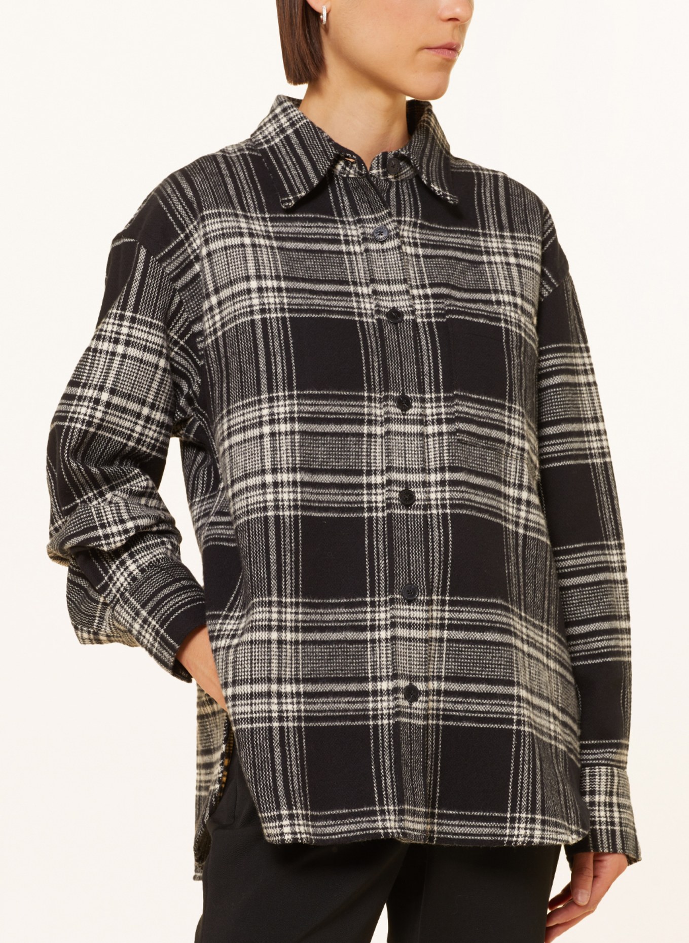 CLOSED Flannel overshirt, Color: BLACK/ WHITE (Image 4)
