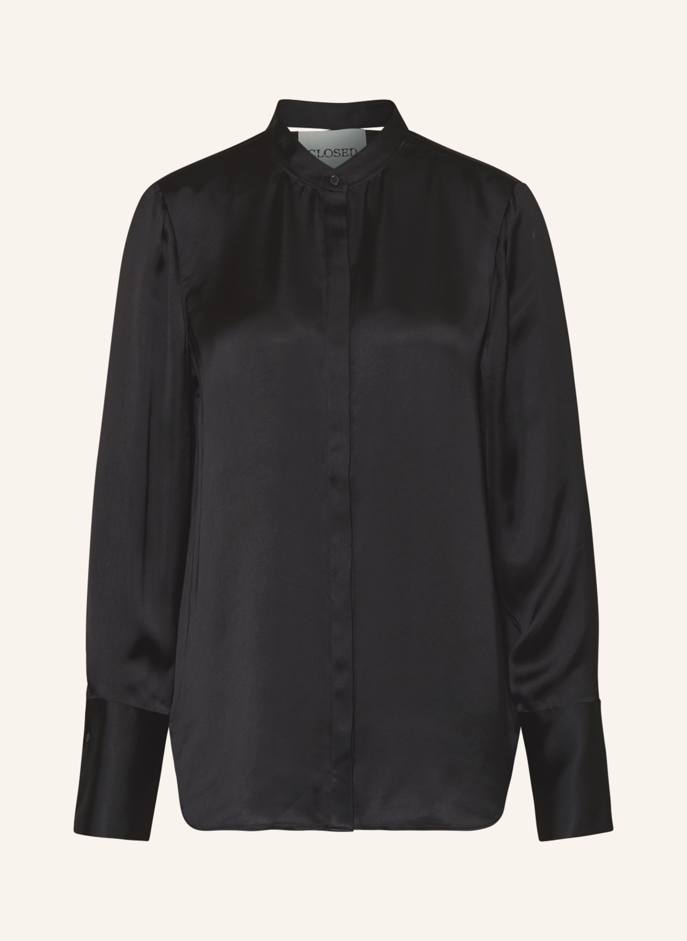 CLOSED Satin blouse with cut-outs, Color: BLACK (Image 1)