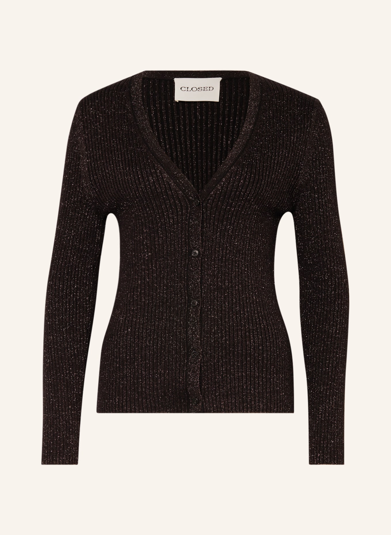 CLOSED Cardigan with glitter thread, Color: BLACK (Image 1)