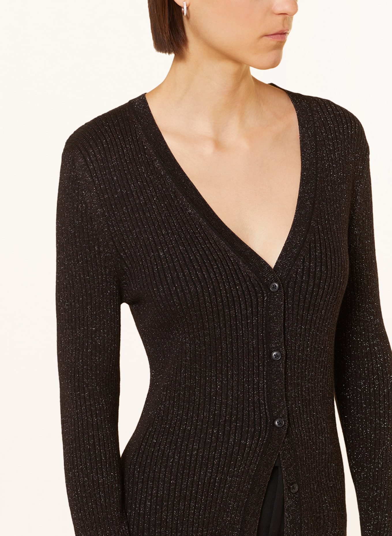 CLOSED Cardigan with glitter thread, Color: BLACK (Image 4)
