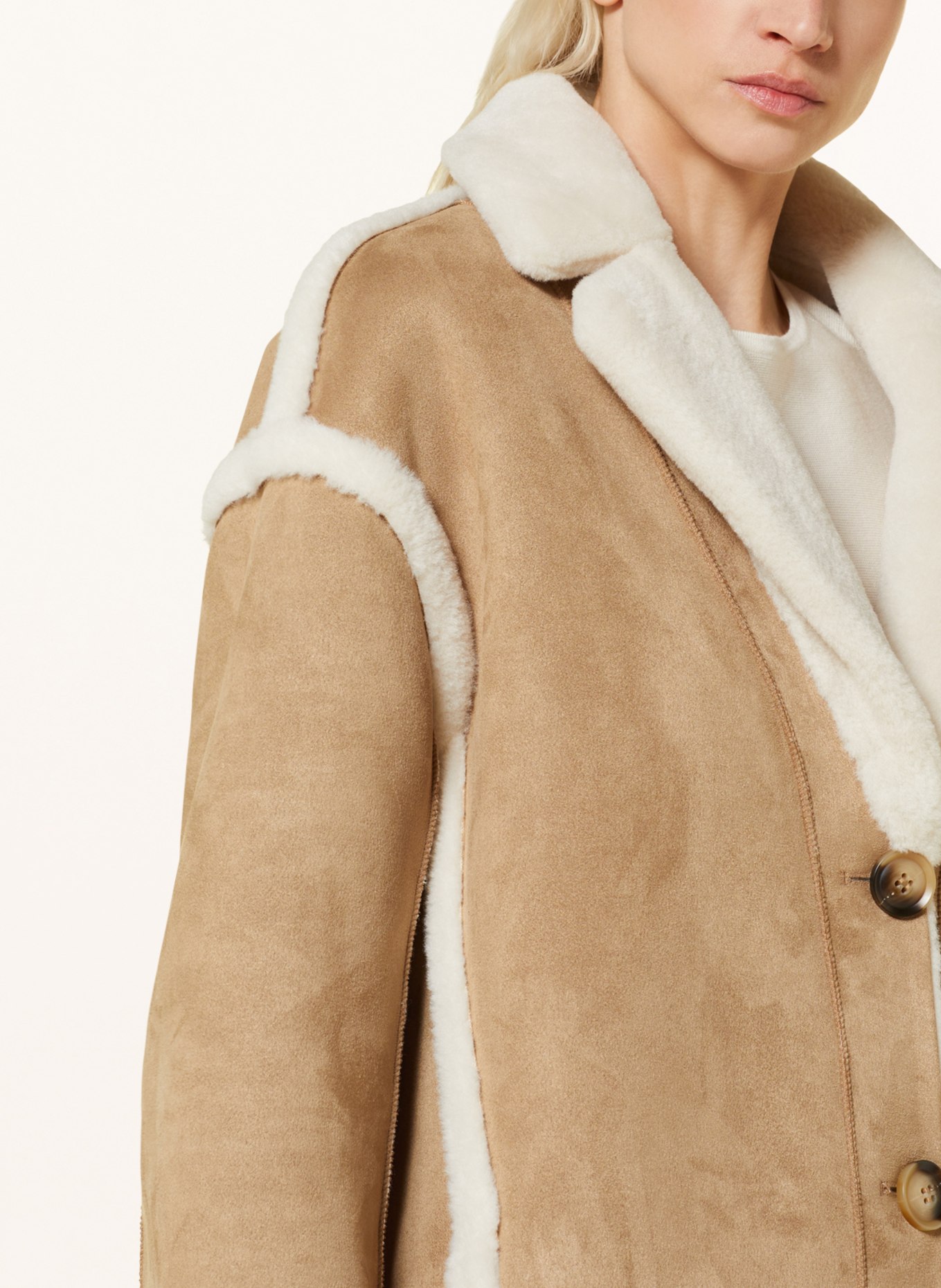 RINO & PELLE Faux fur coat JANNEKE, Color: LIGHT BROWN (Image 4)