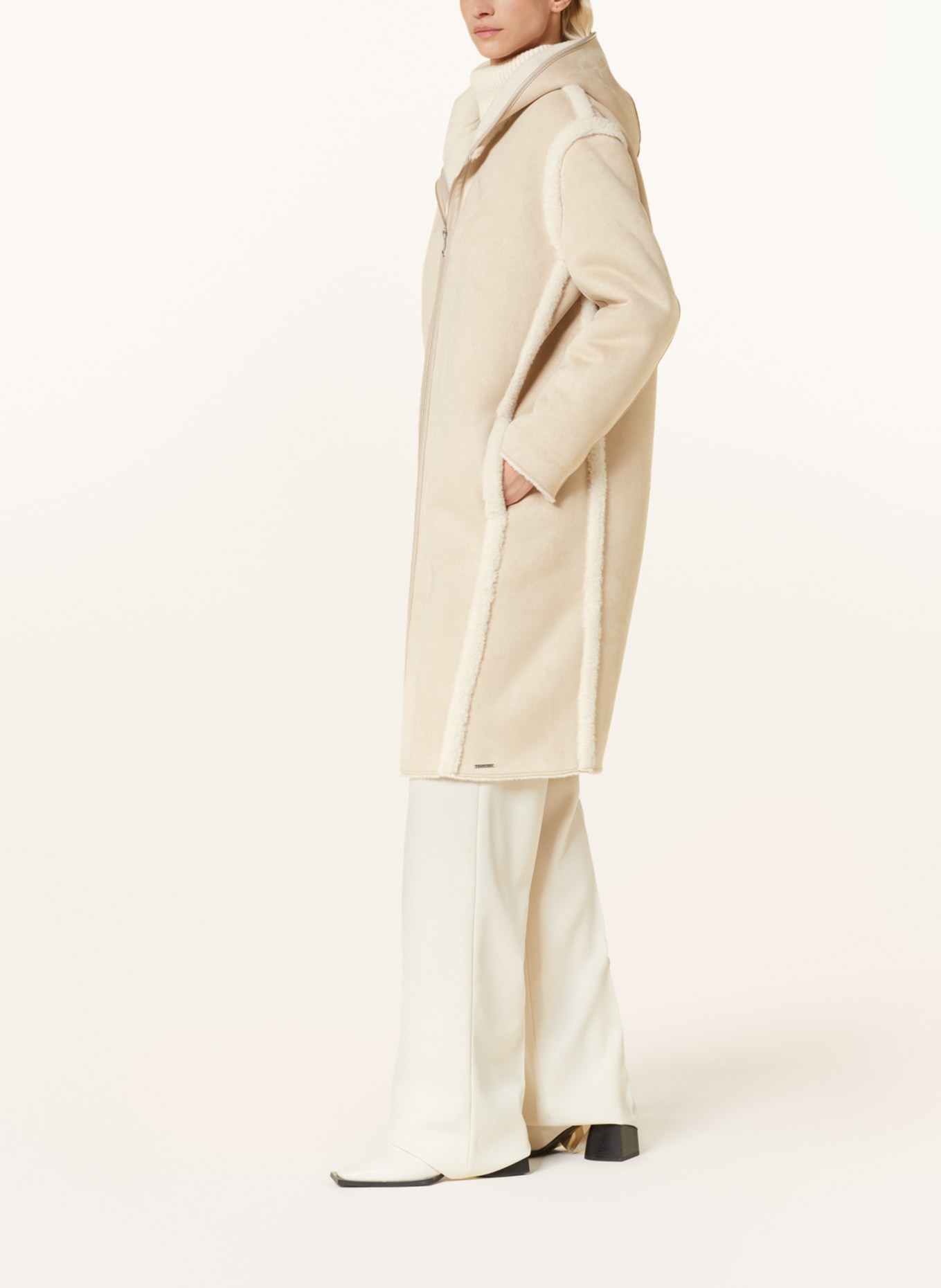 RINO & PELLE Płaszcz z pluszowego materiału JOJO, Kolor: KREMOWY (Obrazek 4)