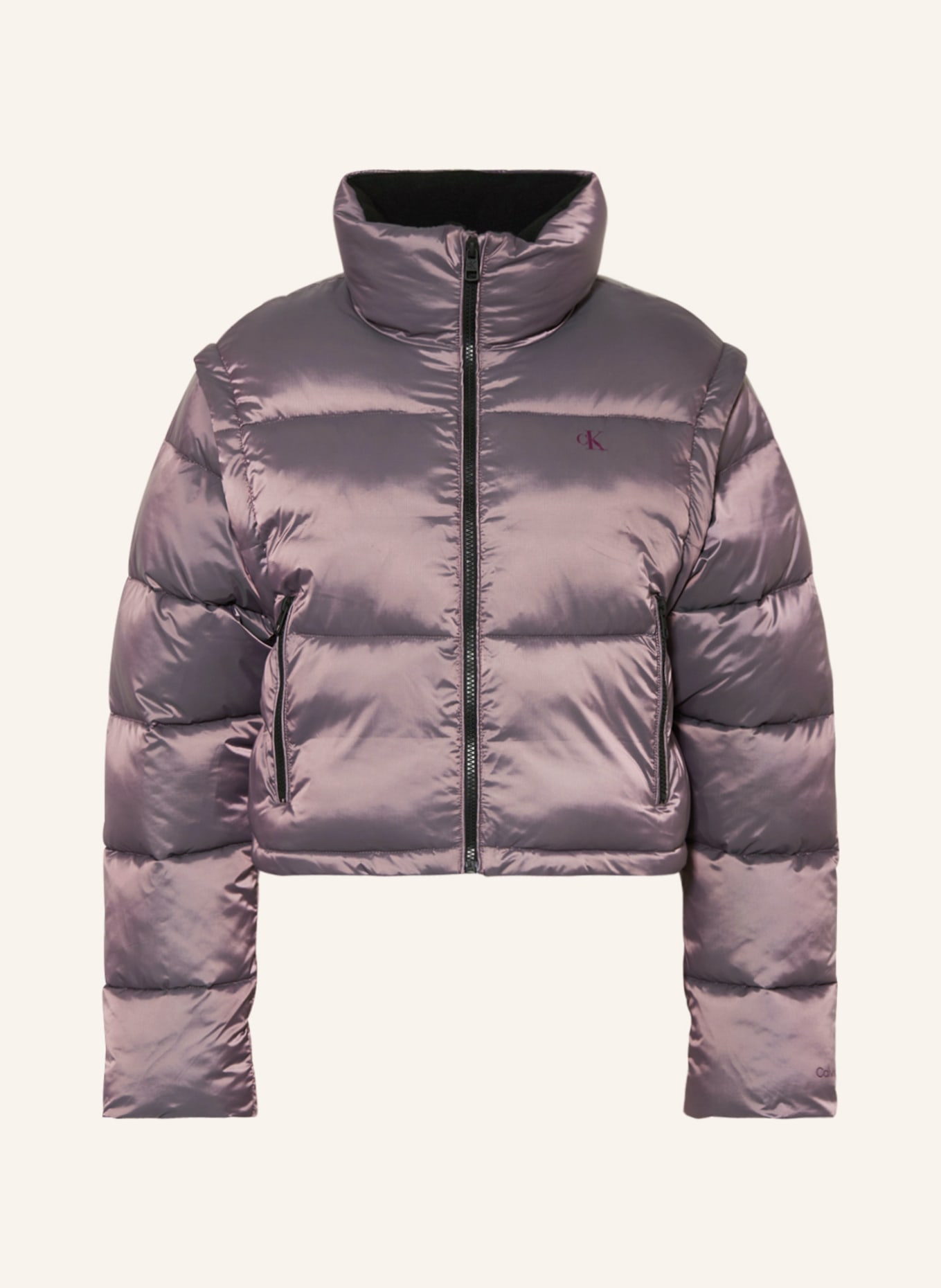 Calvin Klein Jeans Quilted coat with removable sleeves, Color: DARK PURPLE (Image 1)