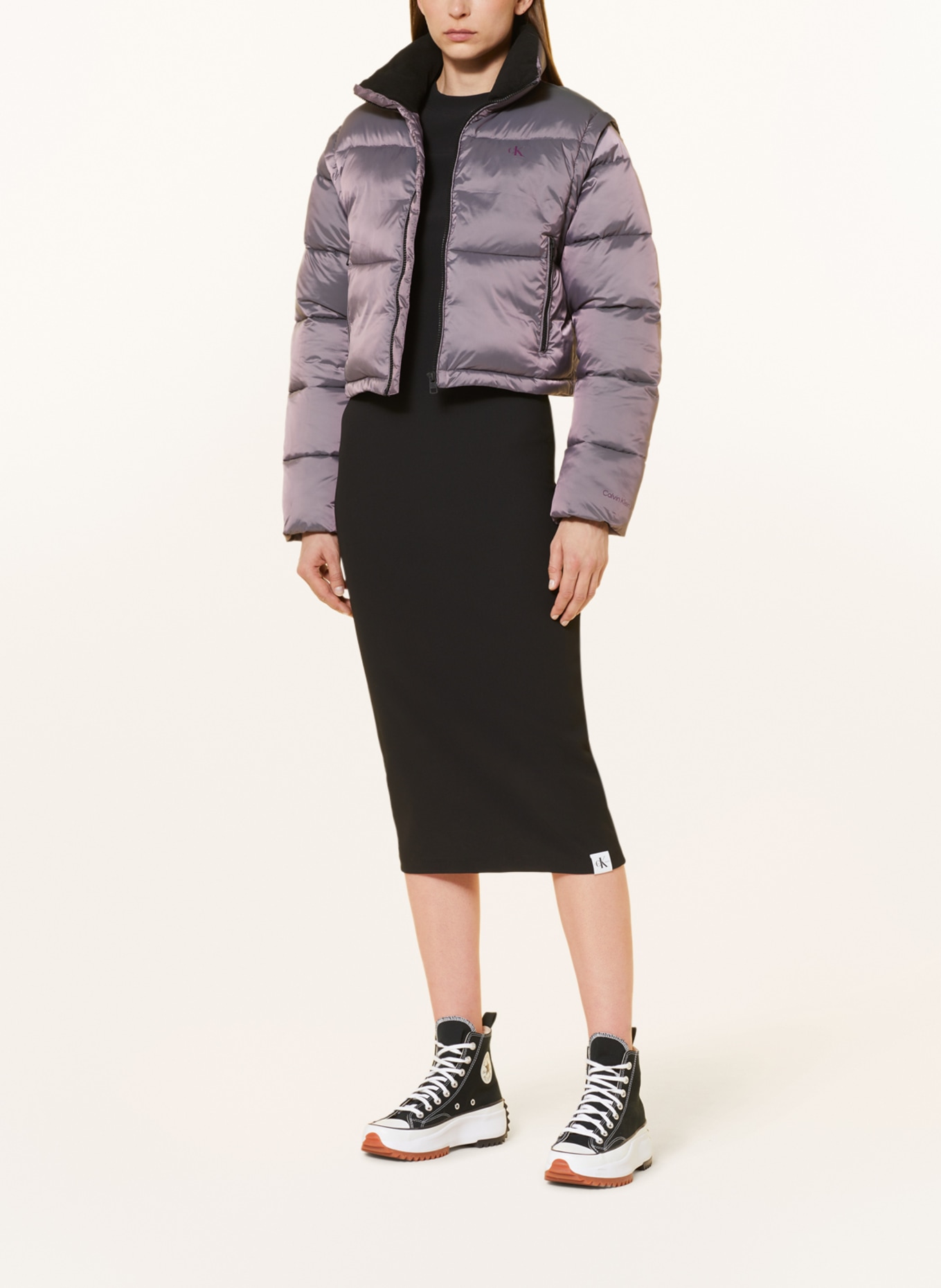 Calvin Klein Jeans Prošívaný kabát s odnímatelnými rukávy, Barva: TMAVĚ FIALOVÁ (Obrázek 3)