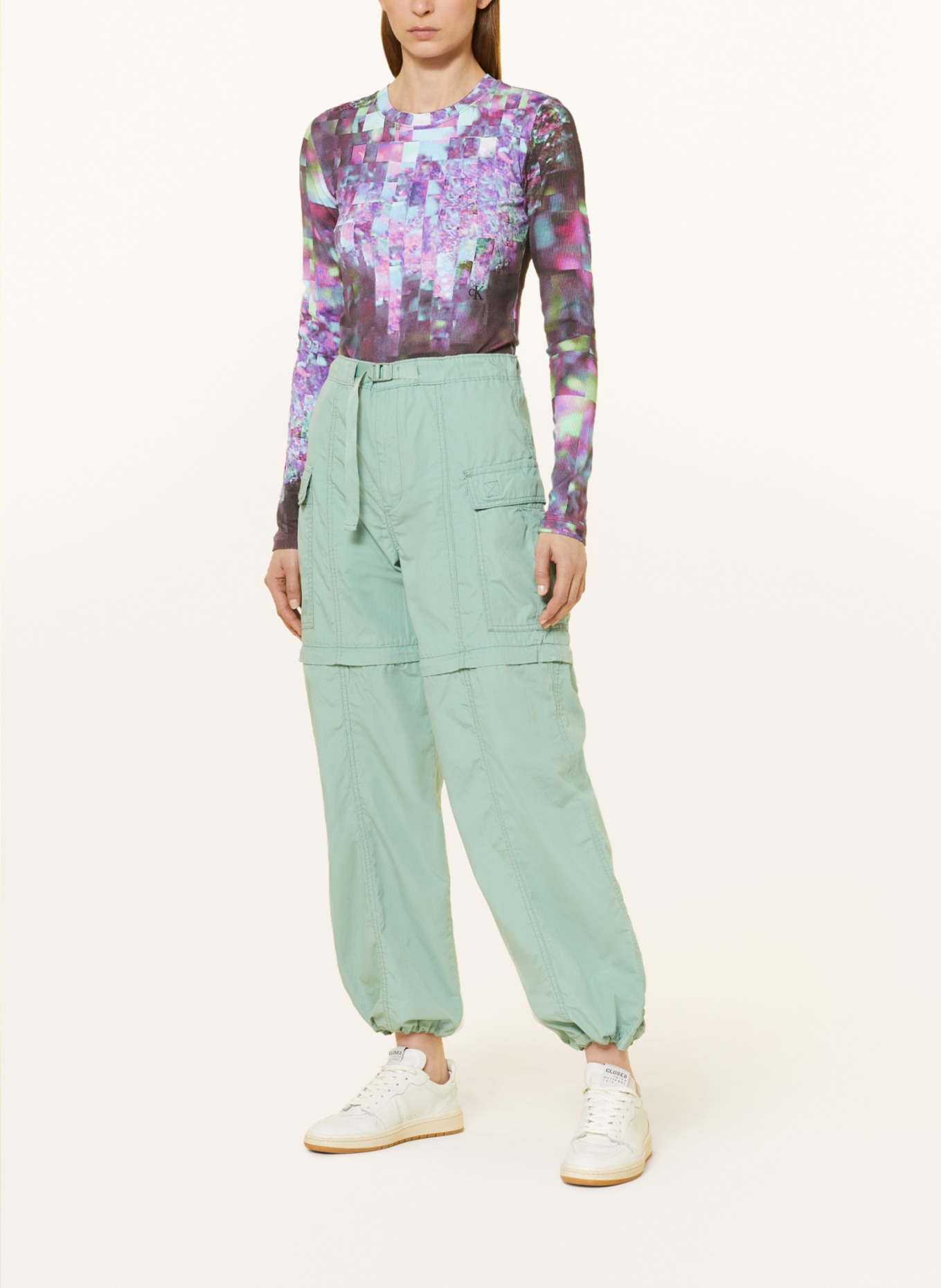 Calvin Klein Jeans Longsleeve, Farbe: FUCHSIA/ HELLGRÜN (Bild 2)