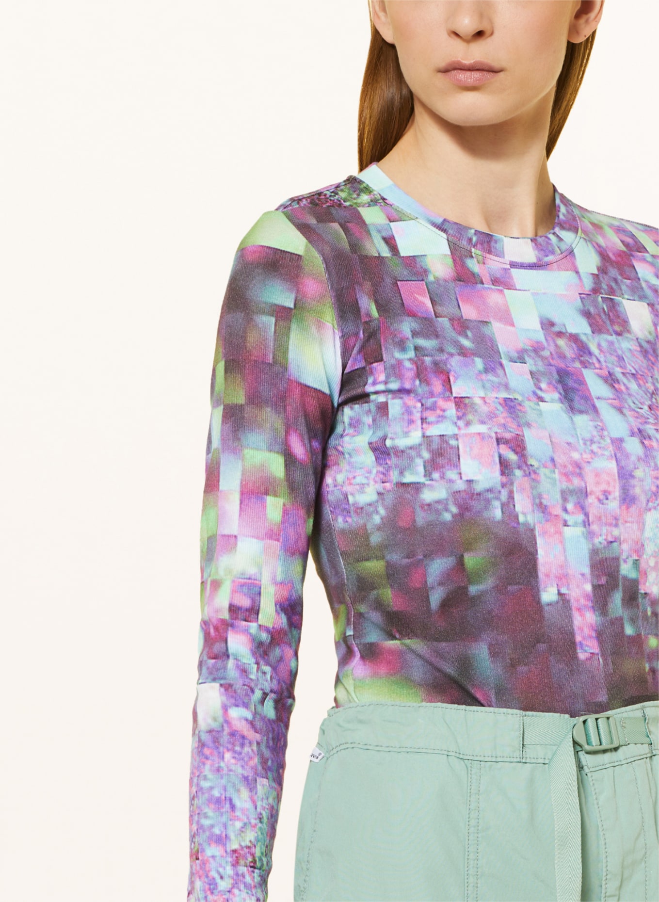 Calvin Klein Jeans Koszulka z długim rękawem, Kolor: FUKSJA/ JASNOZIELONY (Obrazek 4)