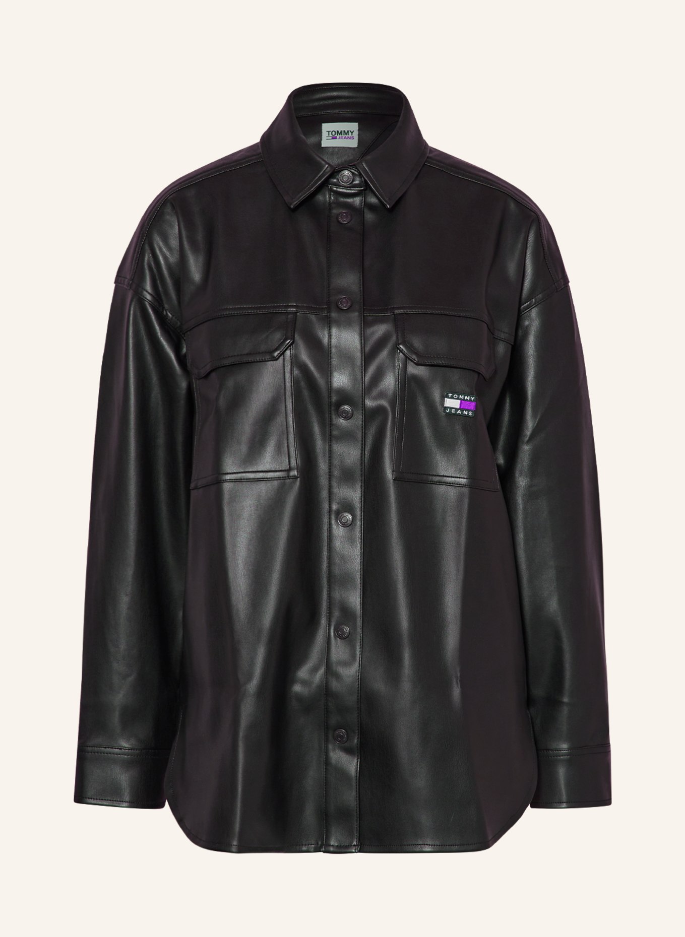 TOMMY JEANS Overshirt in leather look, Color: BLACK (Image 1)