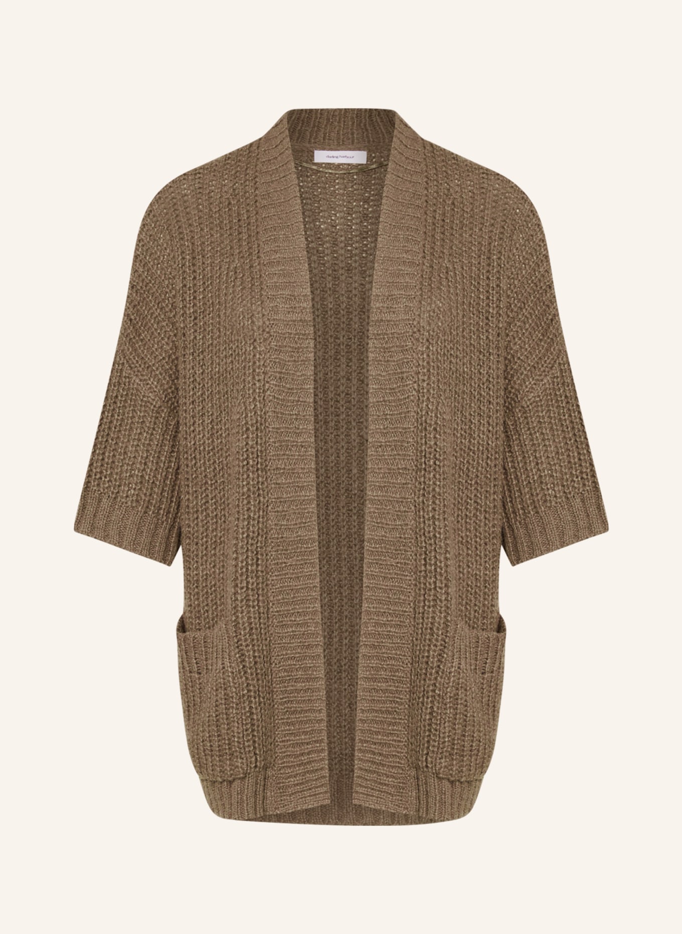 darling harbour Knit cardigan with 3/4 sleeves, Color: TAUPE (Image 1)