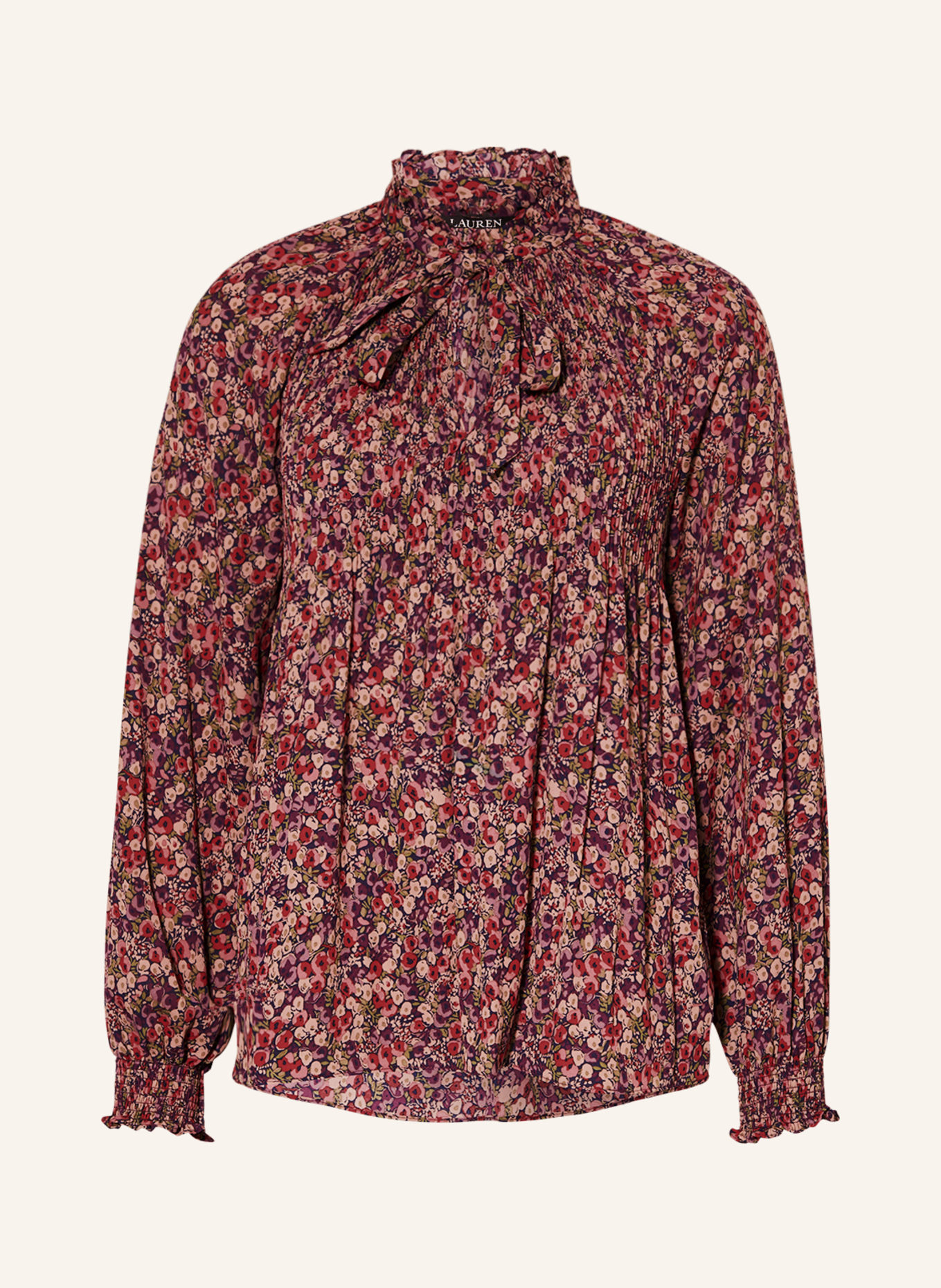 LAUREN RALPH LAUREN Blusenshirt: DUNKELBLAU / DUNKELROT / OLIV