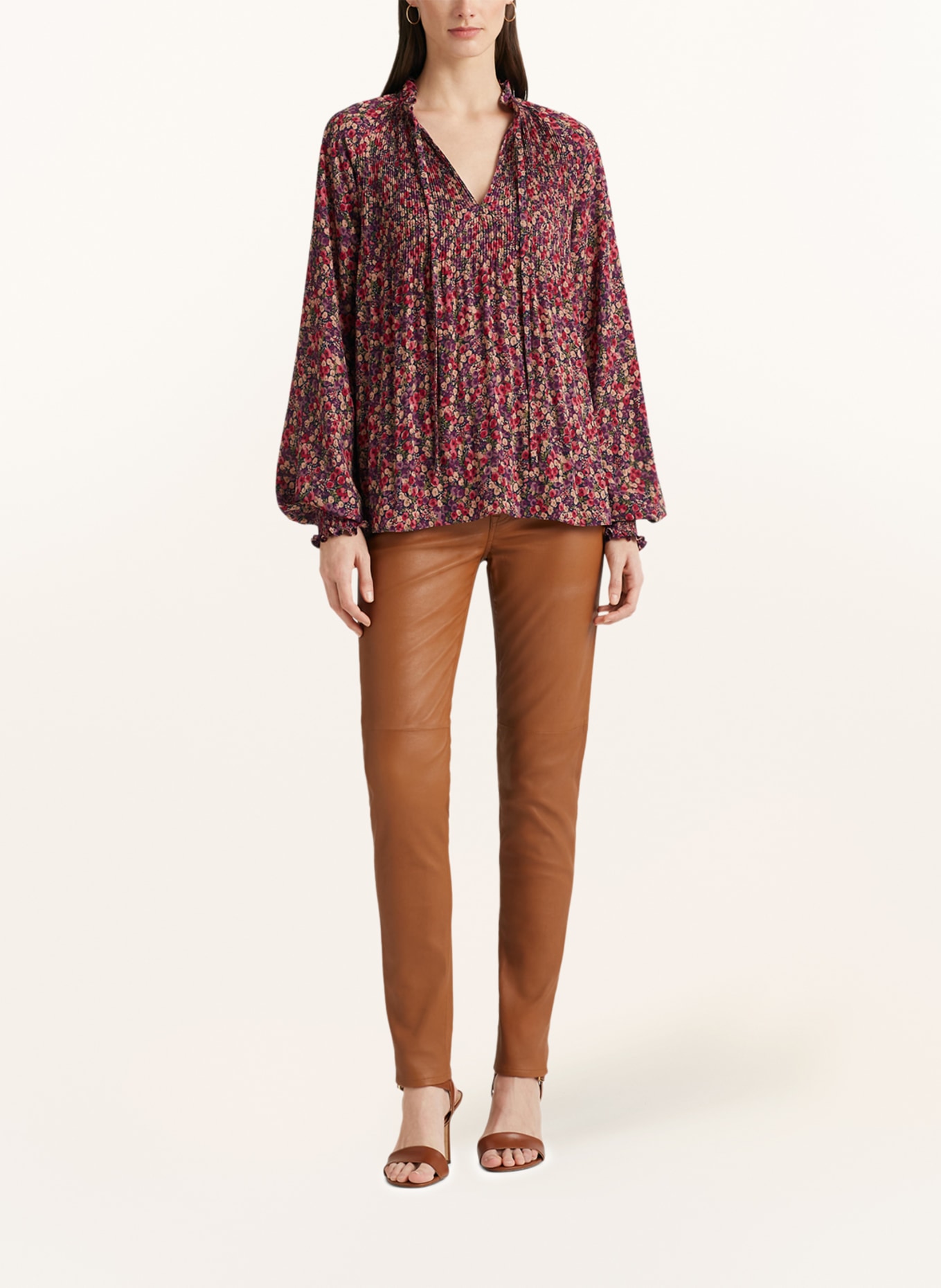 LAUREN RALPH LAUREN Blusenshirt: DUNKELBLAU / DUNKELROT / OLIV