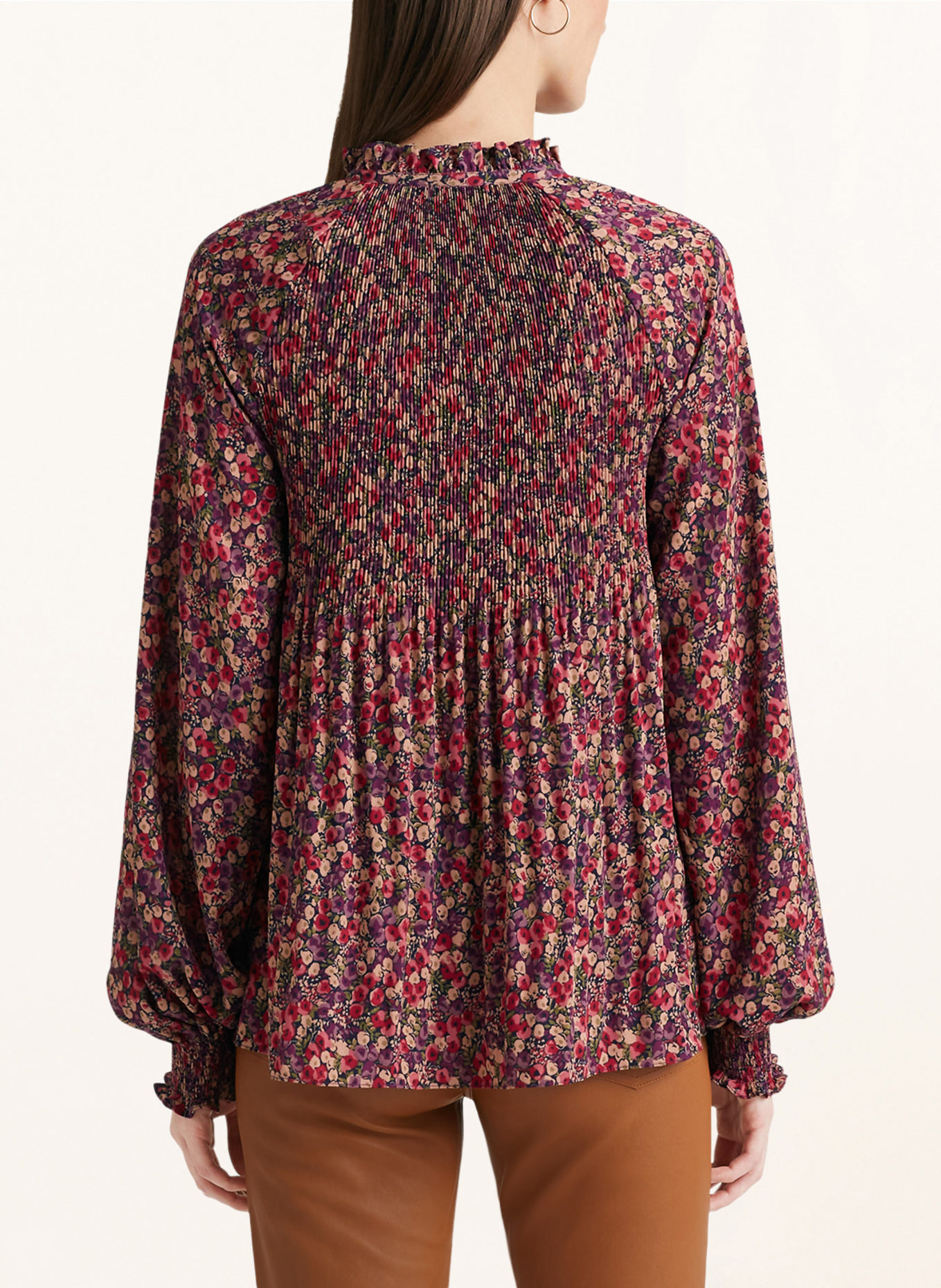 LAUREN RALPH LAUREN Blusenshirt: DUNKELBLAU / DUNKELROT / OLIV