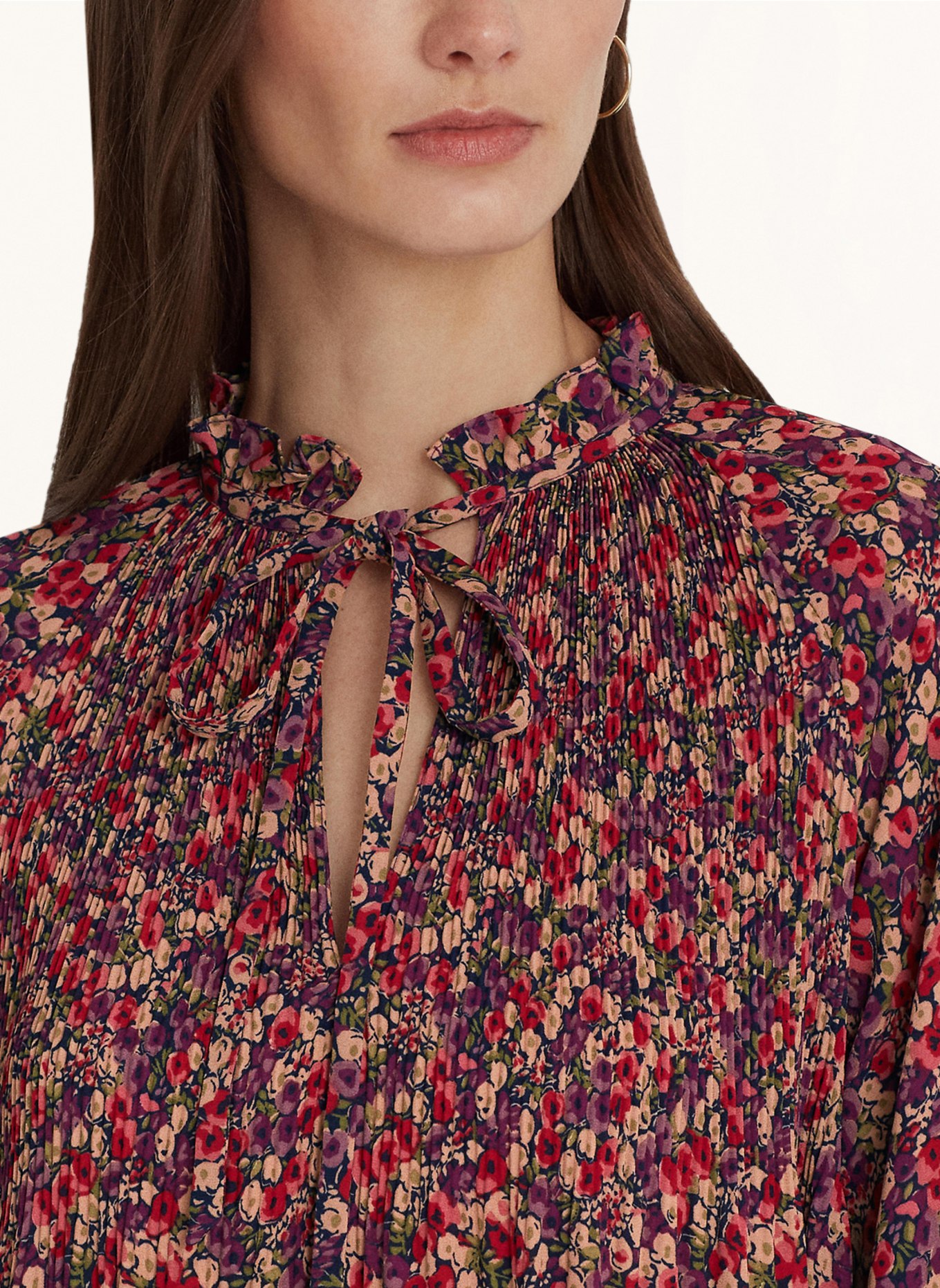 LAUREN RALPH LAUREN Blusenshirt: DUNKELBLAU / DUNKELROT / OLIV