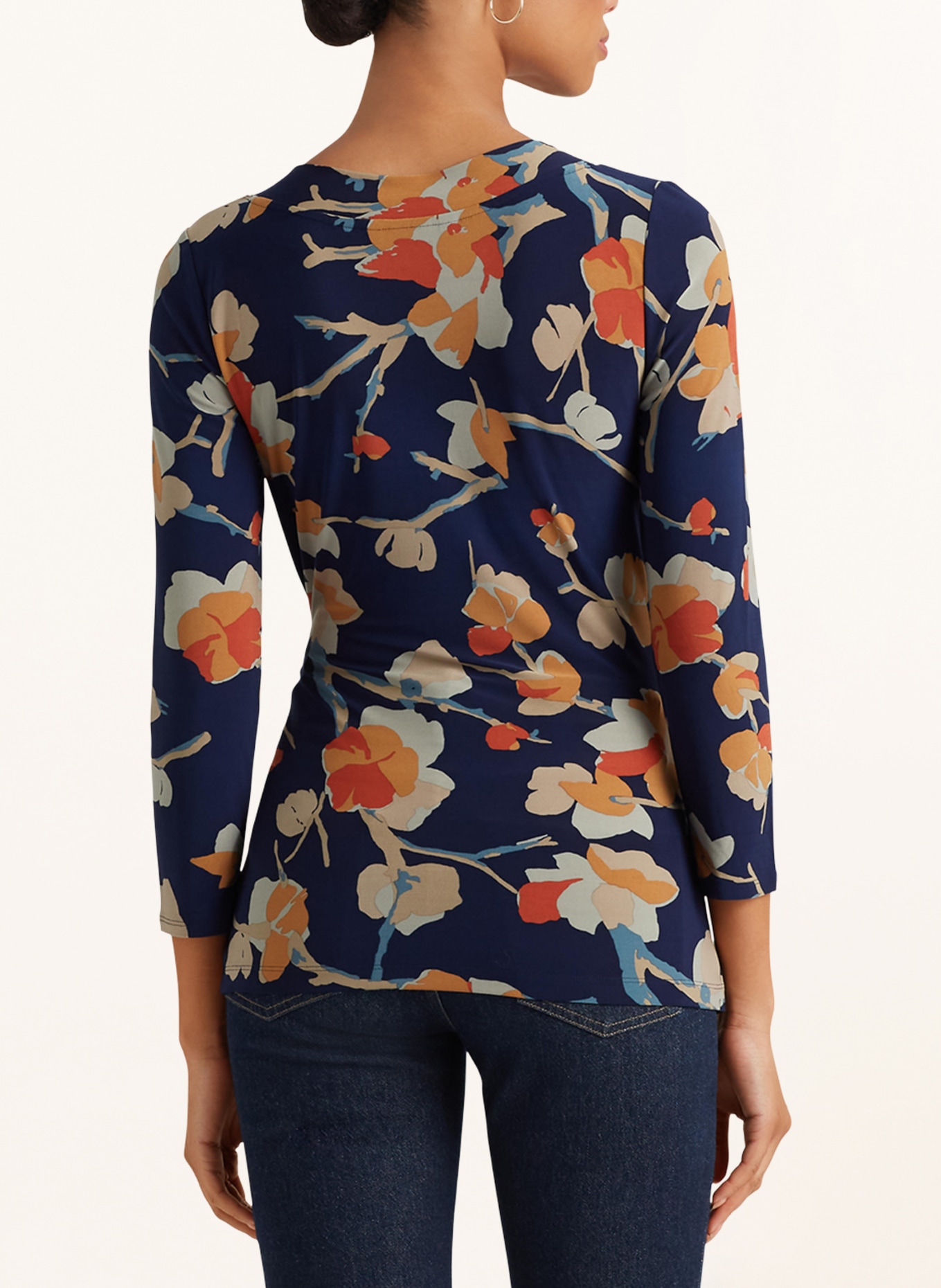LAUREN RALPH LAUREN Wrap blouse with 3/4 sleeves, Color: BLUE/ DARK ORANGE/ OLIVE (Image 3)