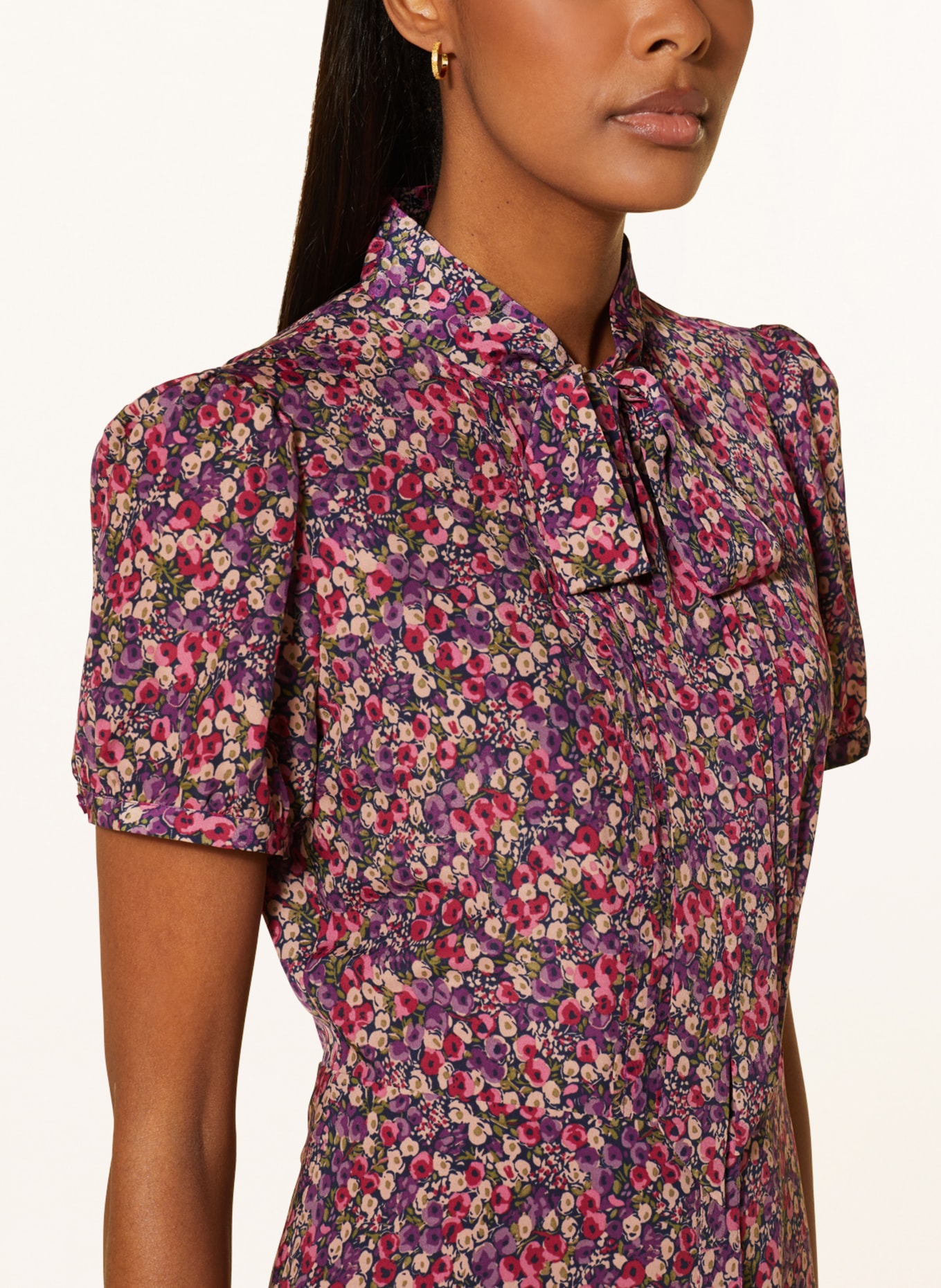 LAUREN RALPH LAUREN Hemdblusenkleid mit Schluppe, Farbe: DUNKELLILA/ FUCHSIA/ GRÜN (Bild 4)