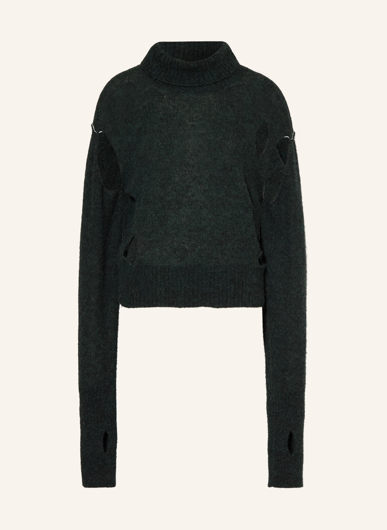 MM6 Maison Margiela Turtleneck sweater with alpaca, Color: DARK GREEN (Image 1)