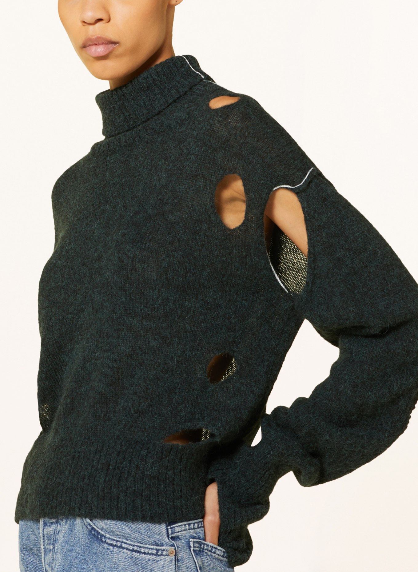 MM6 Maison Margiela Turtleneck sweater with alpaca, Color: DARK GREEN (Image 4)