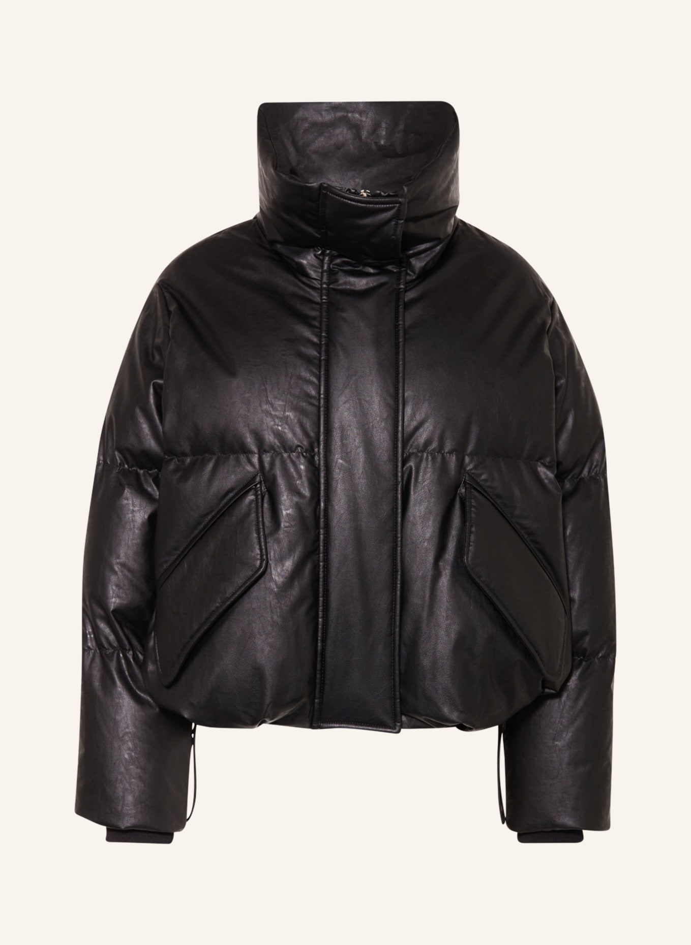 MM6 Maison Margiela Oversized down jacket in leather look, Color: BLACK (Image 1)