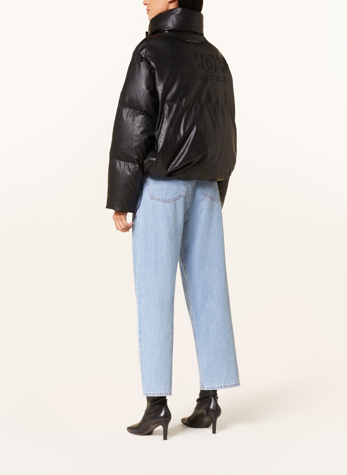 MM6 Maison Margiela Oversized down jacket in leather look, Color: BLACK (Image 3)