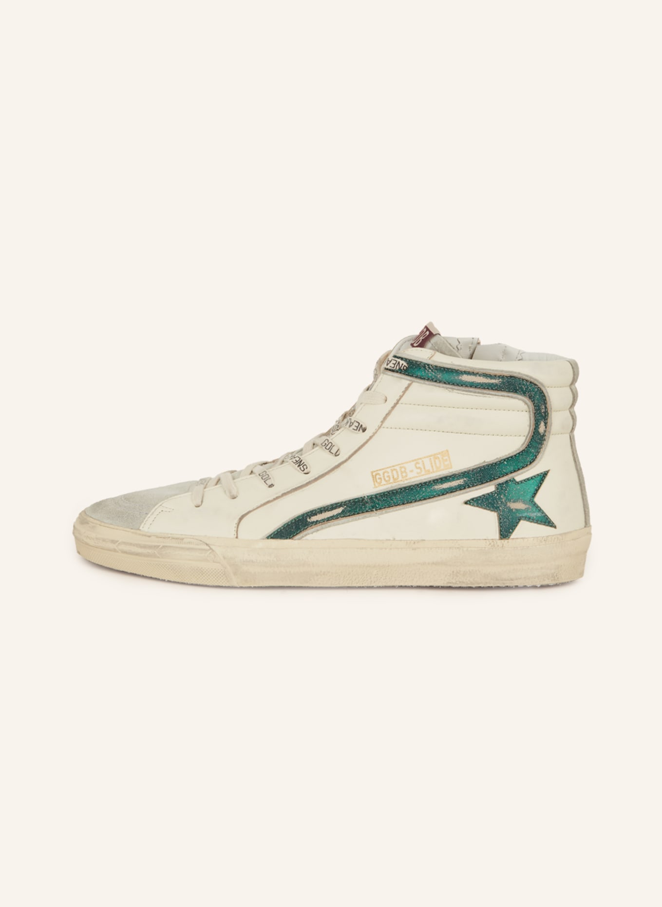 GOLDEN GOOSE High top sneakers SLIDE in ecru green