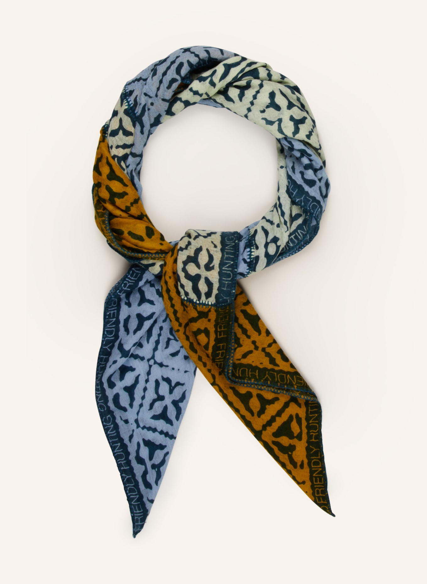 friendly hunting Cashmere scarf EYES OF MARAKESH, Color: MINT/ LIGHT BLUE/ YELLOW (Image 2)