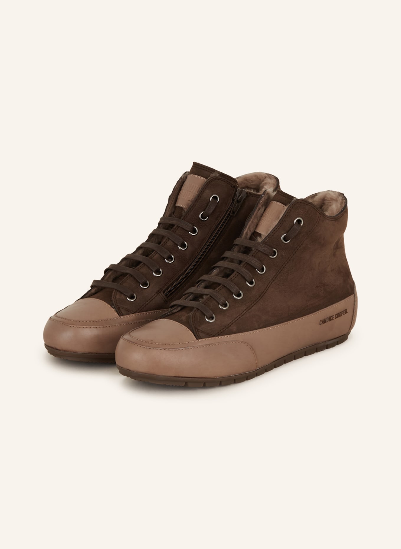 Candice Cooper High-top sneakers PLUS with real fur, Color: DARK BROWN (Image 1)