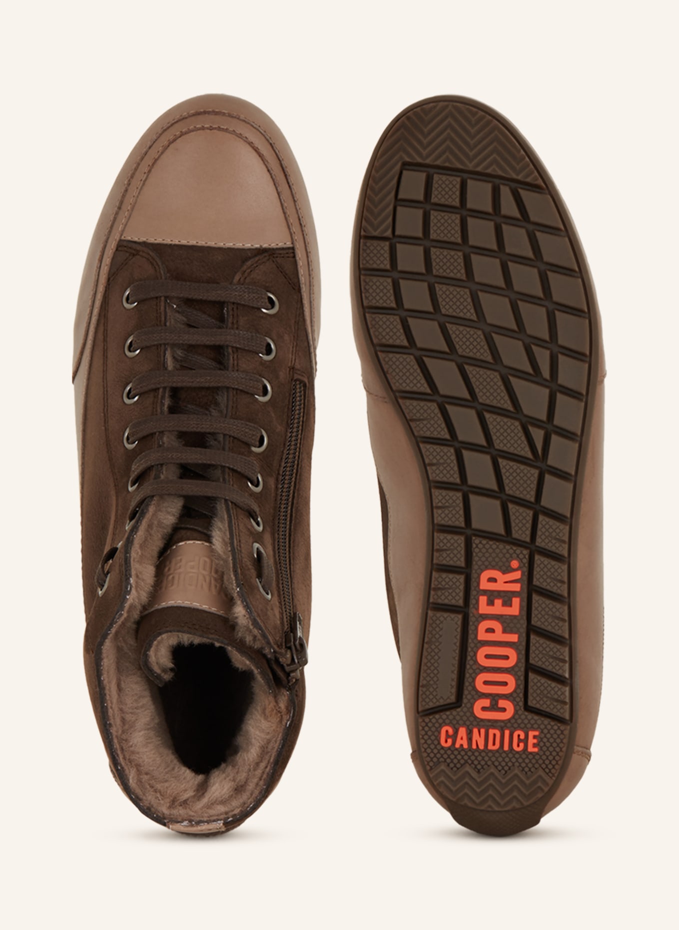 Candice Cooper High-top sneakers PLUS with real fur, Color: DARK BROWN (Image 6)