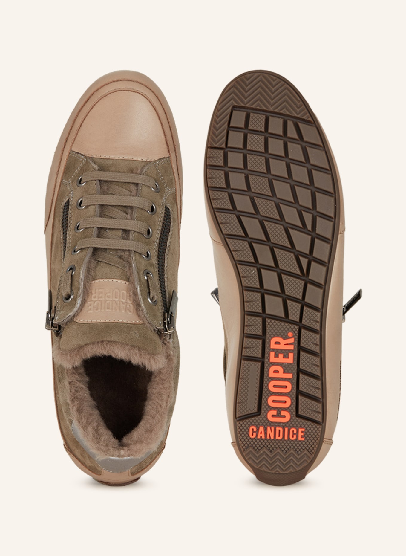 Candice Cooper Sneakersy ROCK DELUXE s pravou kožešinou, Barva: SVĚTLE HNĚDÁ/ KHAKI (Obrázek 5)