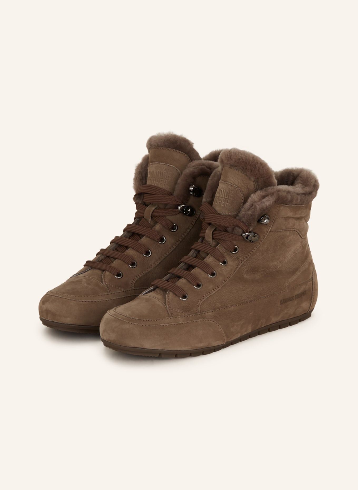Candice Cooper High-top sneakers VANCOUVER with lambskin, Color: TAUPE (Image 1)