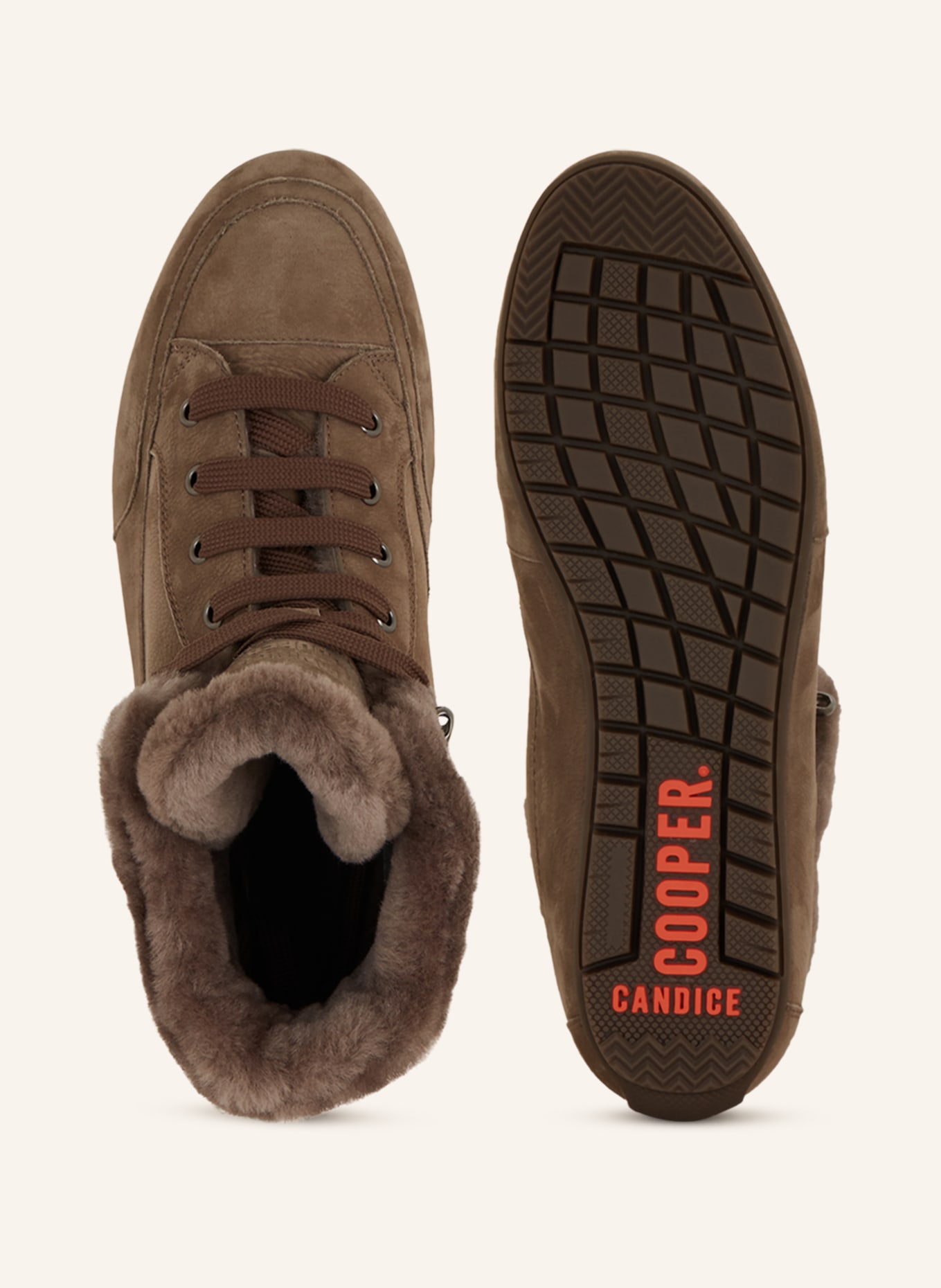 Candice Cooper Wysokie sneakersy VANCOUVER ze skórą jagnięcą, Kolor: SZAROBRĄZOWY (Obrazek 5)