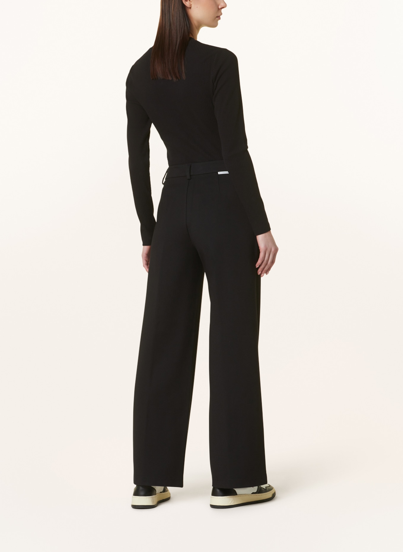 Marc O'Polo DENIM Wide leg trousers made of jersey, Color: BLACK (Image 3)