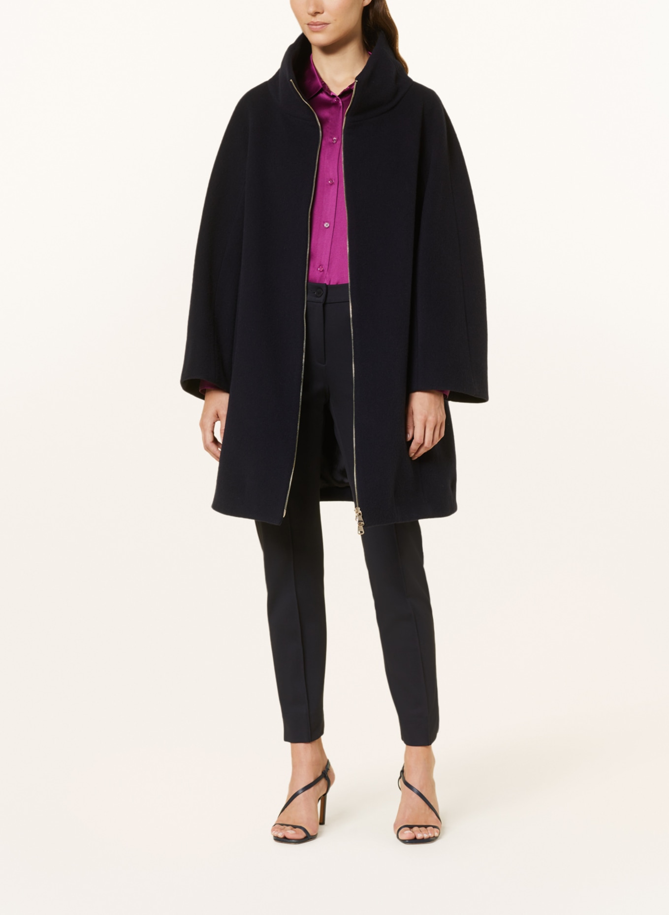 ELENA MIRO Wool coat, Color: DARK BLUE (Image 2)