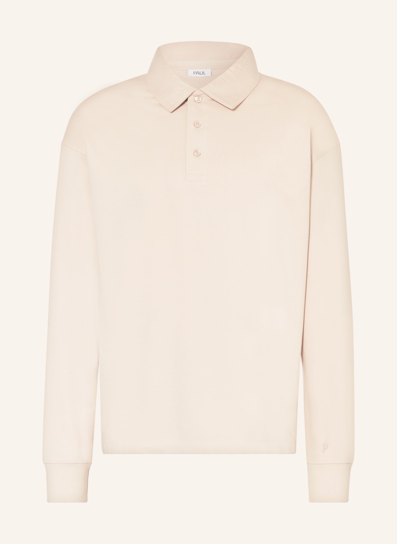 PAUL Sweatshirt fabric polo shirt, Color: BEIGE (Image 1)