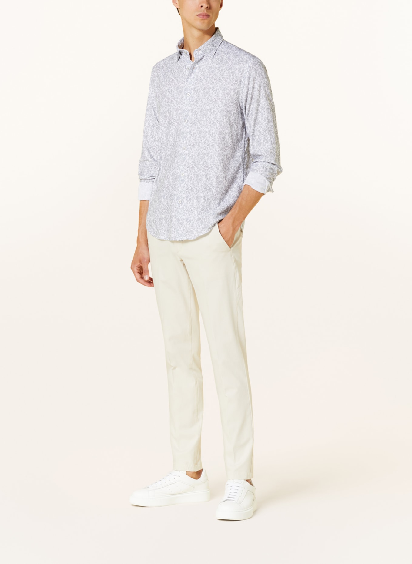 FIL NOIR Shirt TREVISO shaped fit, Color: WHITE/ LIGHT GRAY (Image 2)