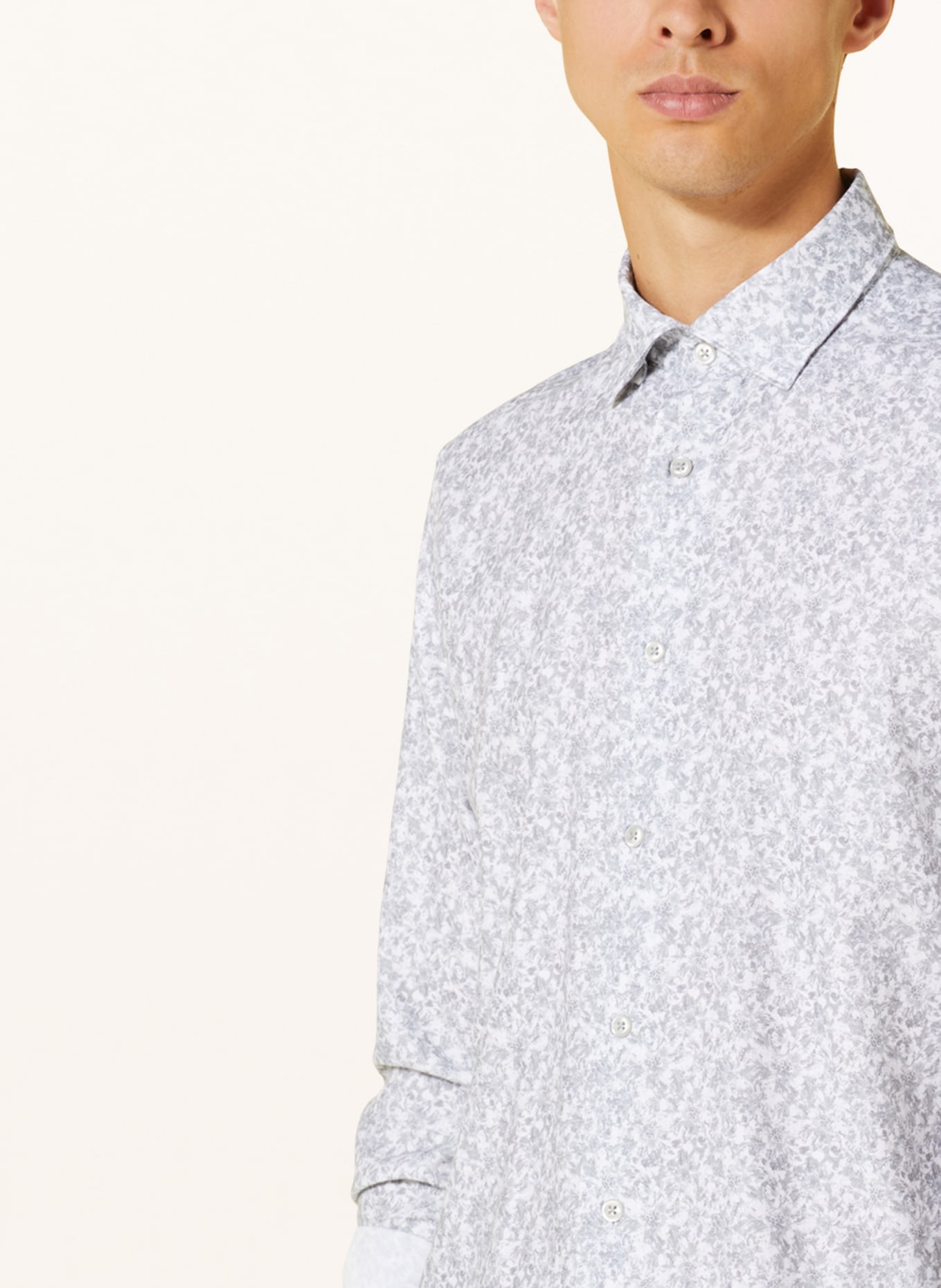 FIL NOIR Shirt TREVISO shaped fit, Color: WHITE/ LIGHT GRAY (Image 4)