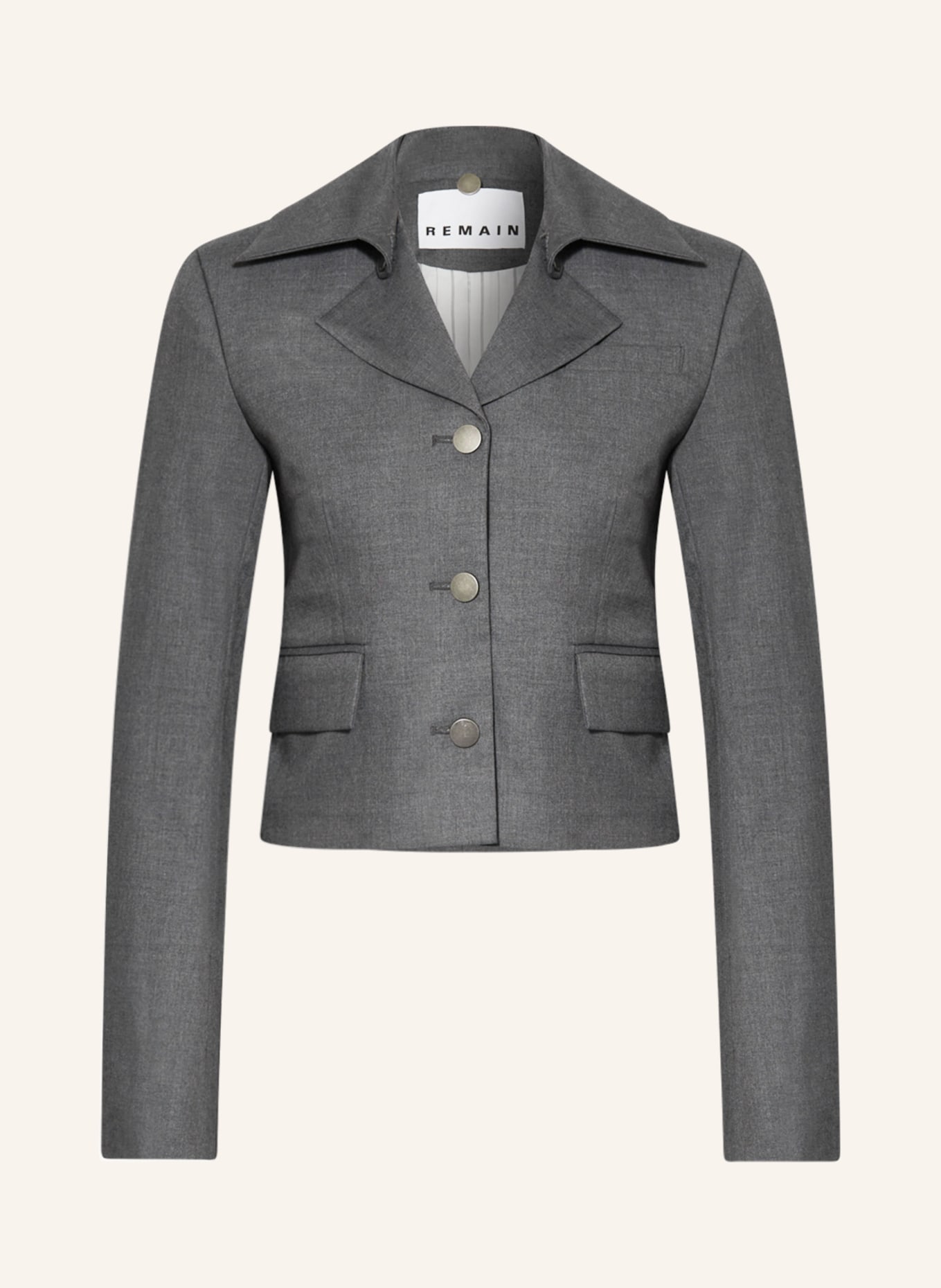 REMAIN Cropped-Blazer, Farbe: DUNKELGRAU (Bild 1)