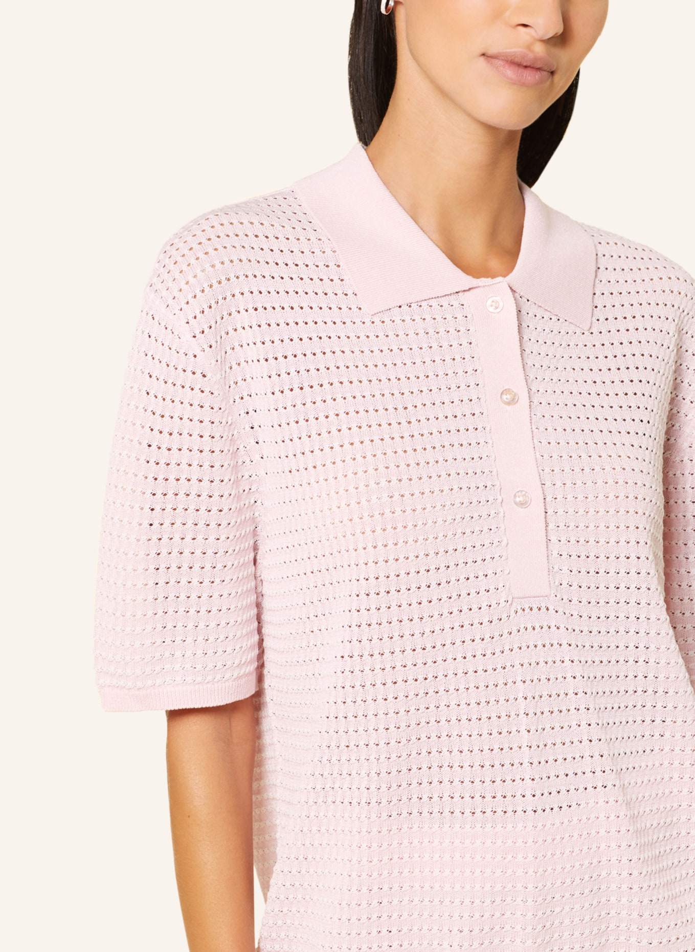 REMAIN Knitted polo shirt, Color: PINK/ WHITE (Image 4)