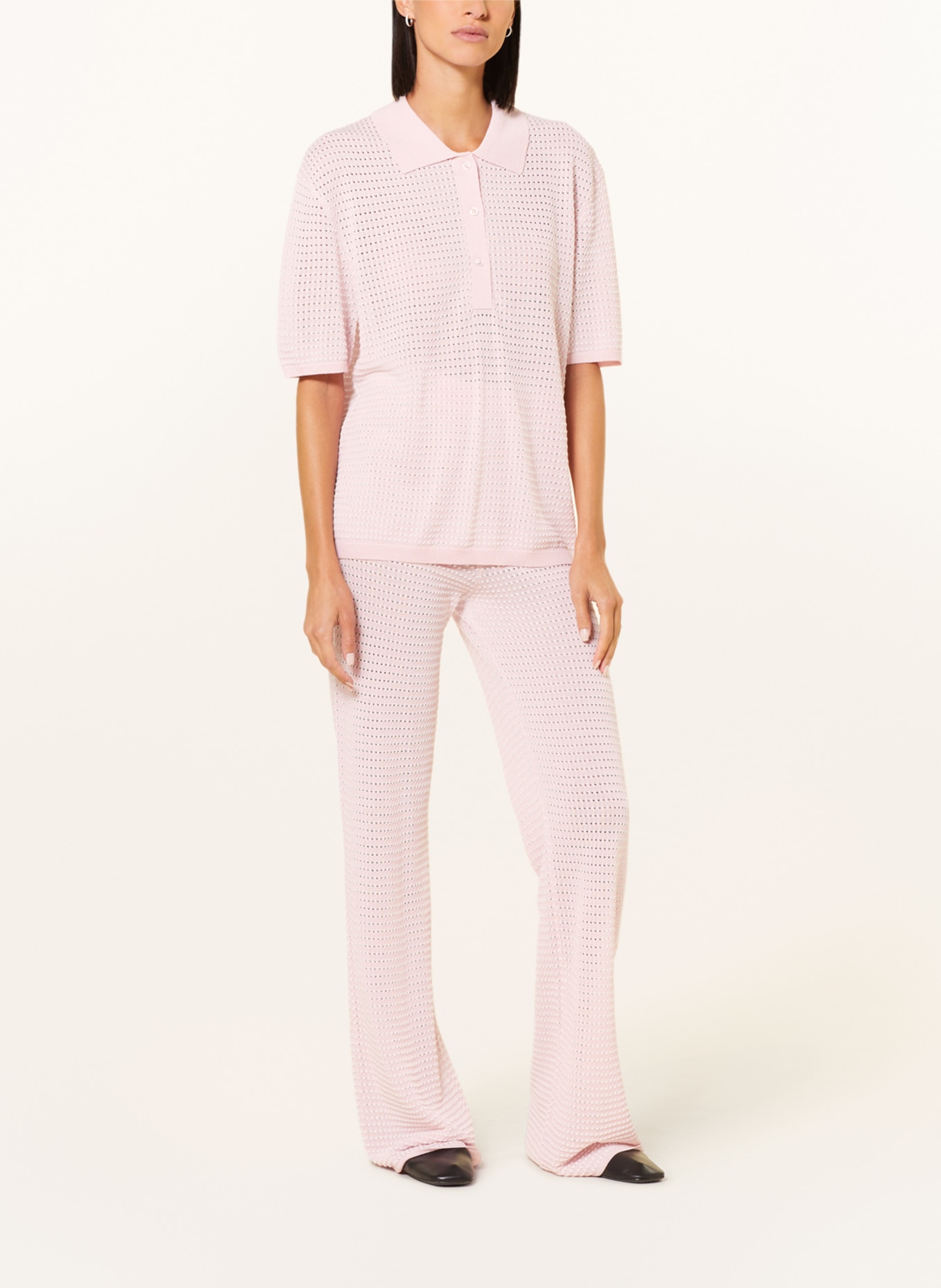 REMAIN Knit trousers, Color: LIGHT PINK/ WHITE (Image 2)